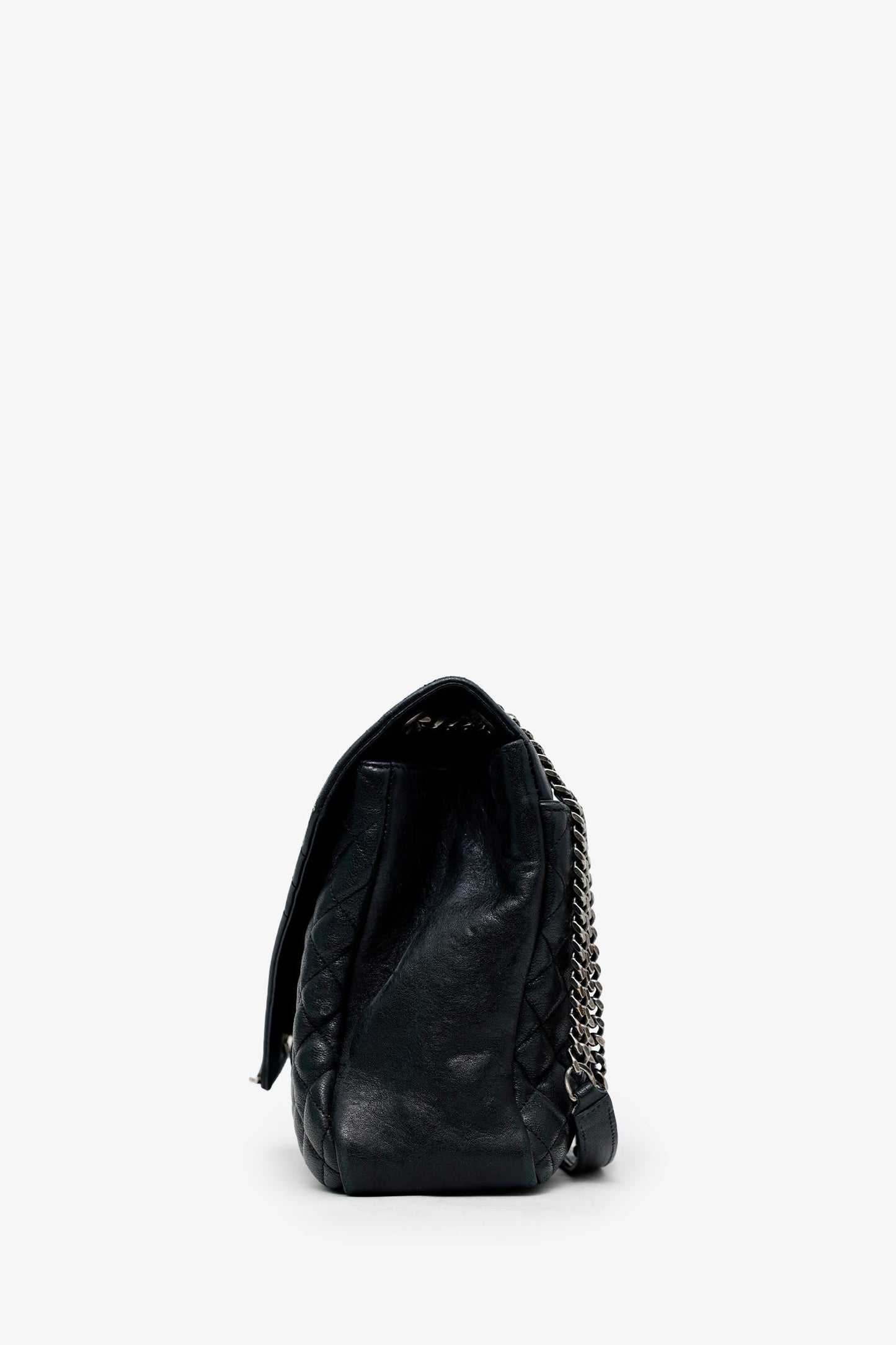 Saint Laurent Black Chevron Tri-Quilted Leather Monogram Large College Bag