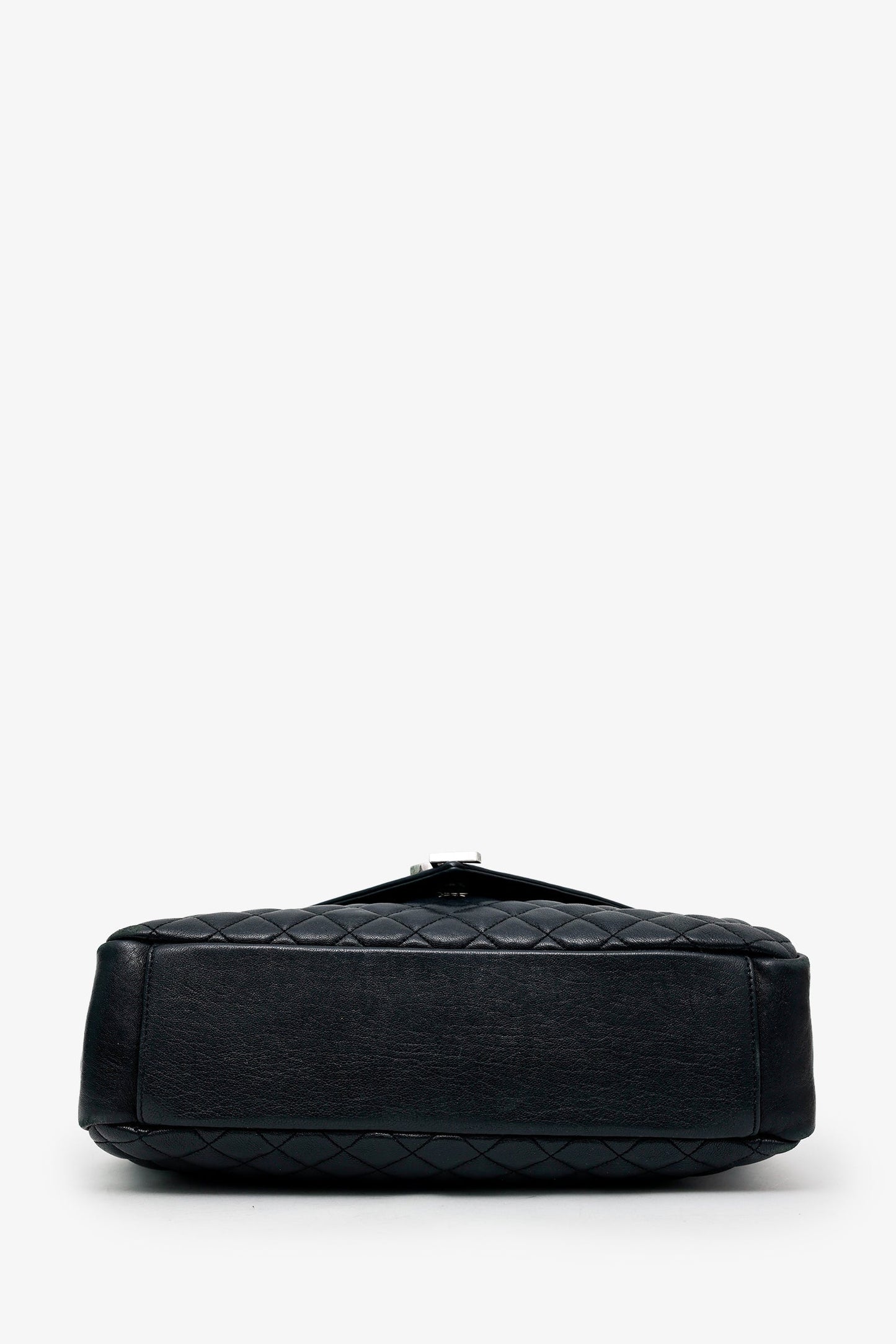 Saint Laurent Black Chevron Tri-Quilted Leather Monogram Large College Bag