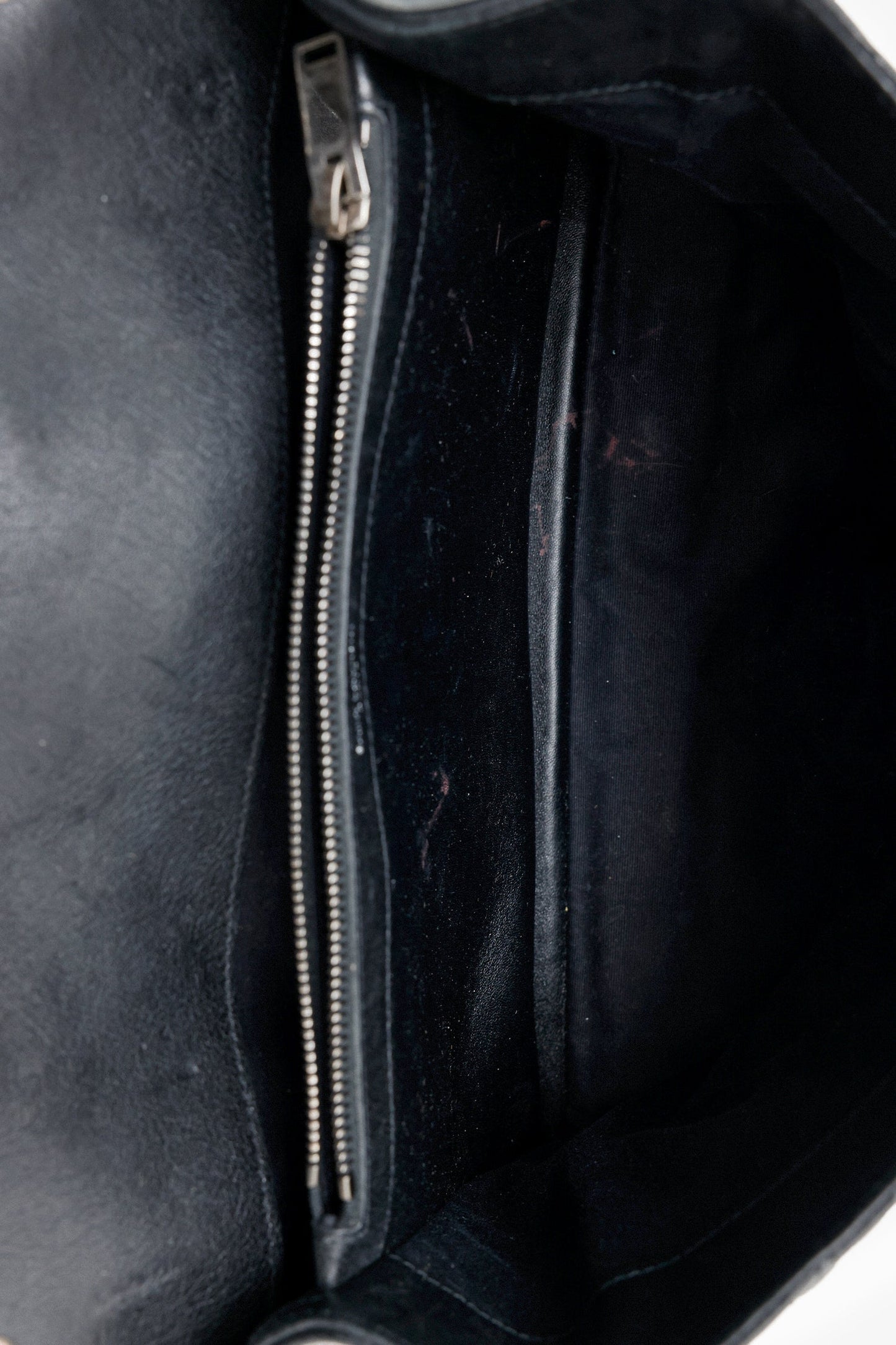 Saint Laurent Black Chevron Tri-Quilted Leather Monogram Large College Bag
