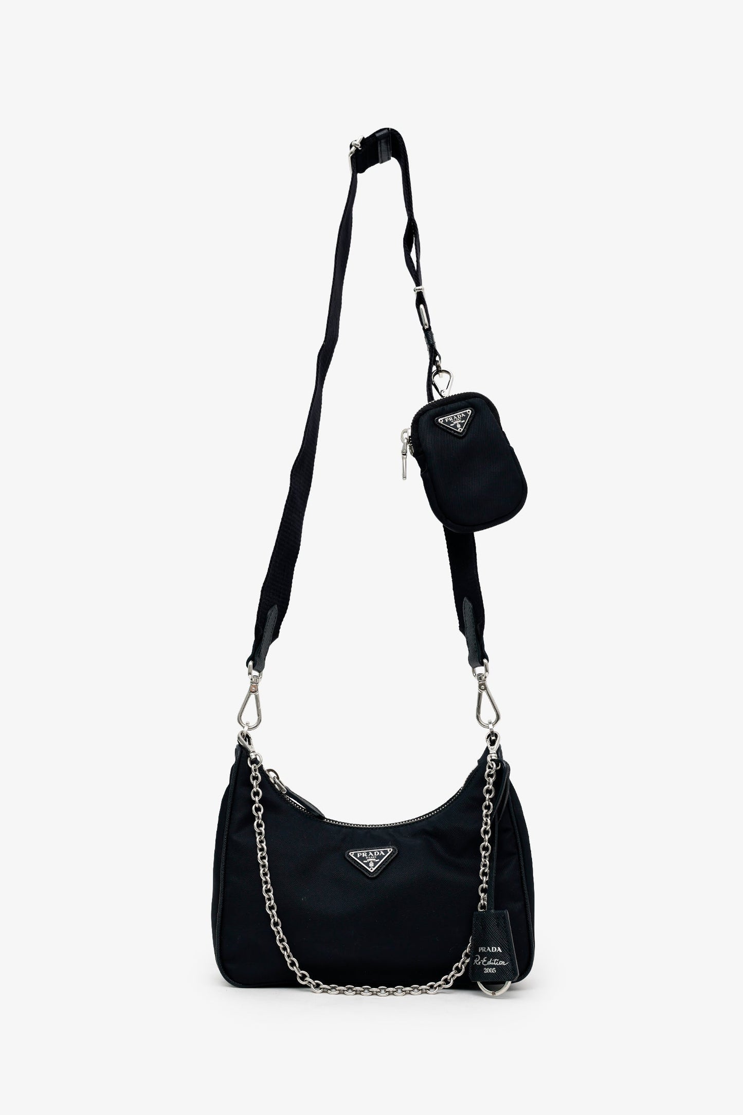 Prada Black Re-Nylon Re-Edition 2005 Crossbody Bag With Strap + Pouch