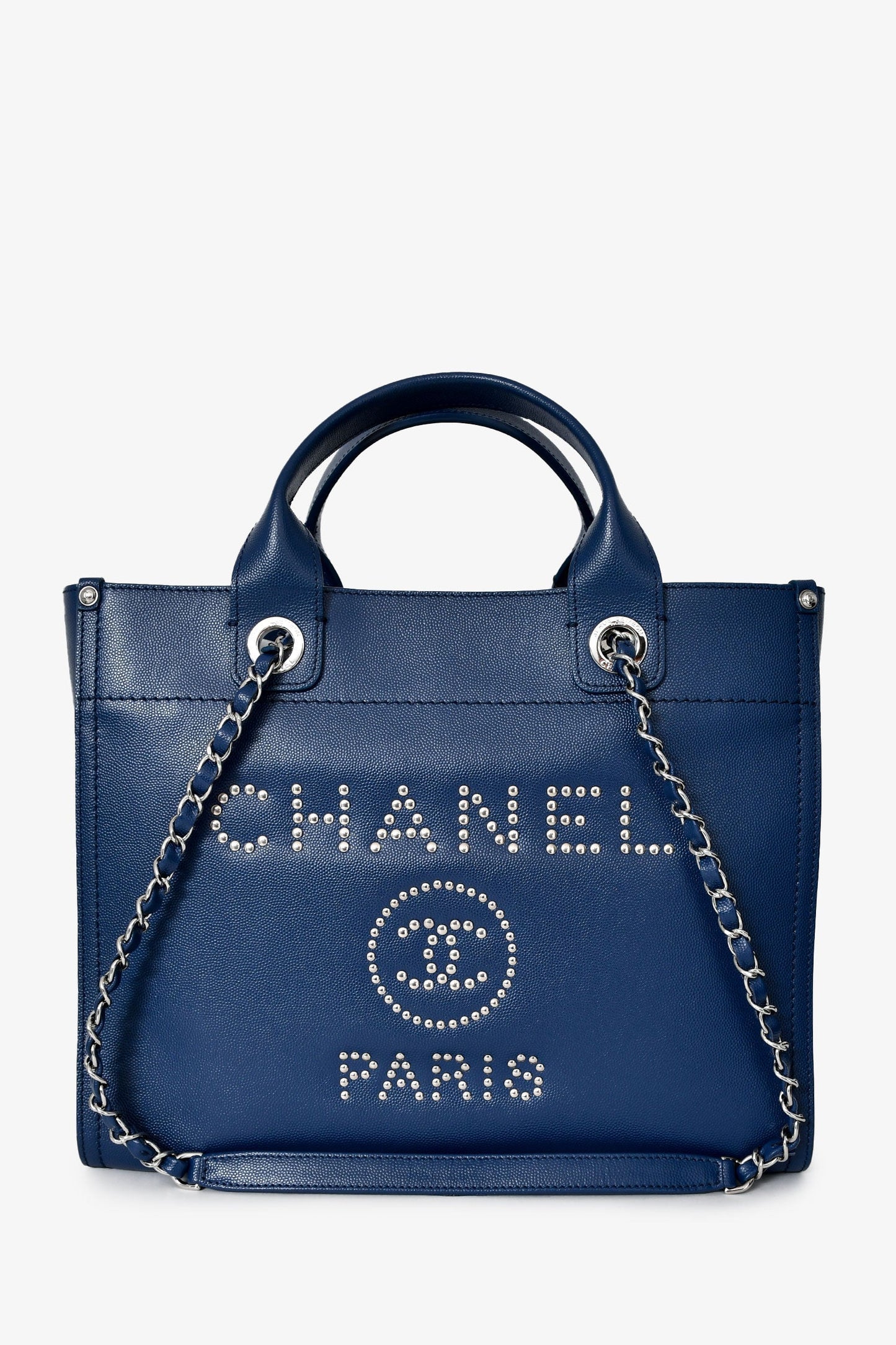 Chanel™ 2018 Navy Blue Caviar New Small Deauville Tote