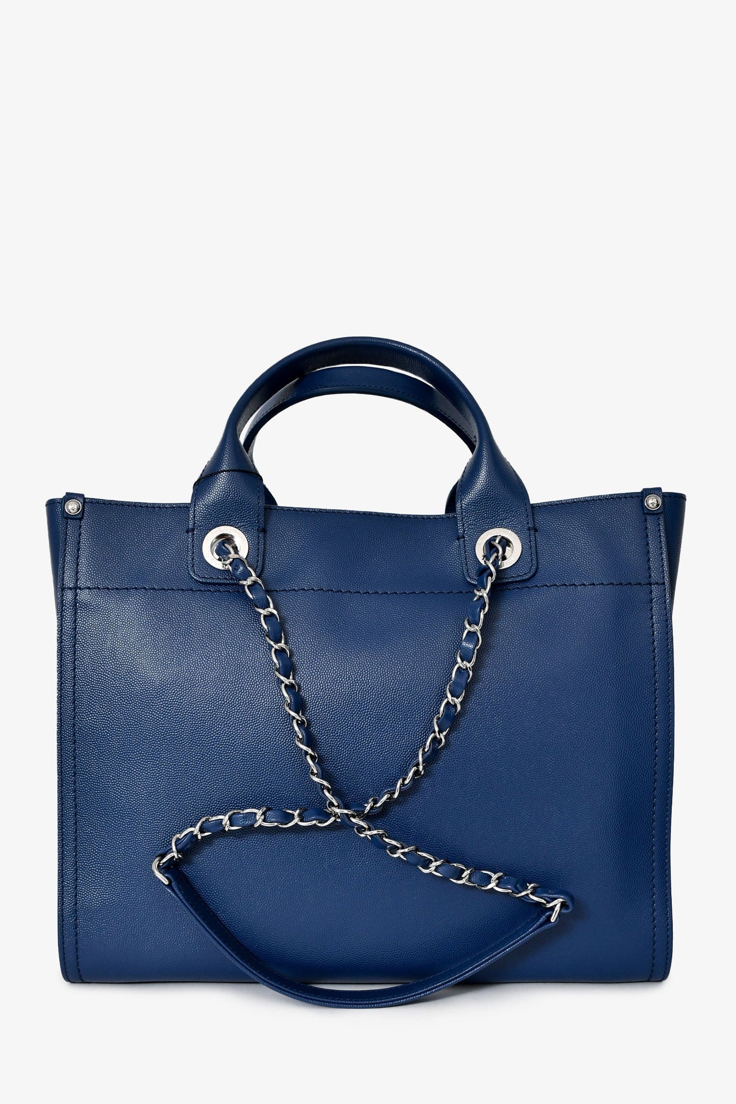 Chanel™ 2018 Navy Blue Caviar New Small Deauville Tote