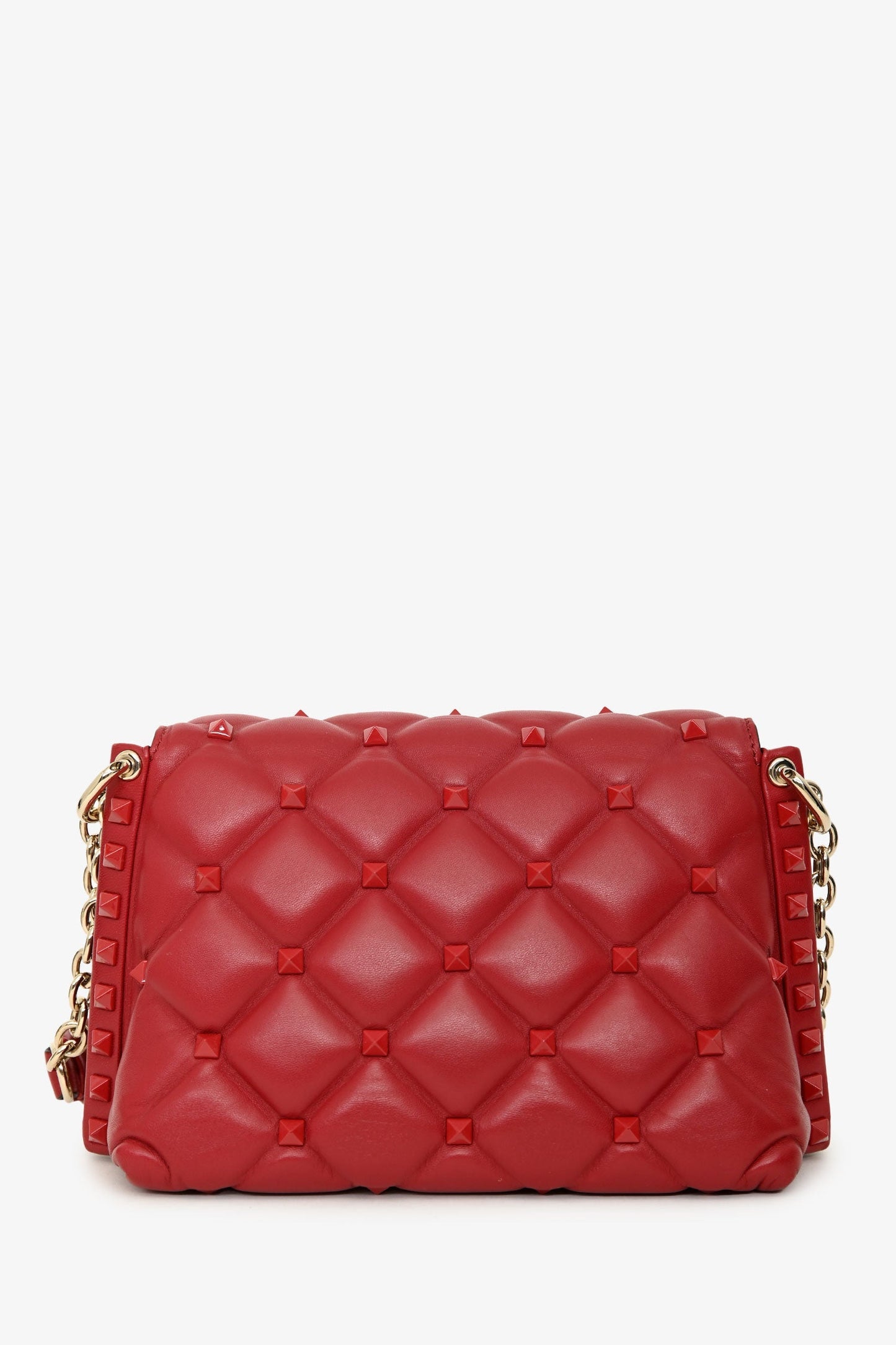 Valentino Red Quilted Leather Medium Candystud Top Handle Crossbody Bag