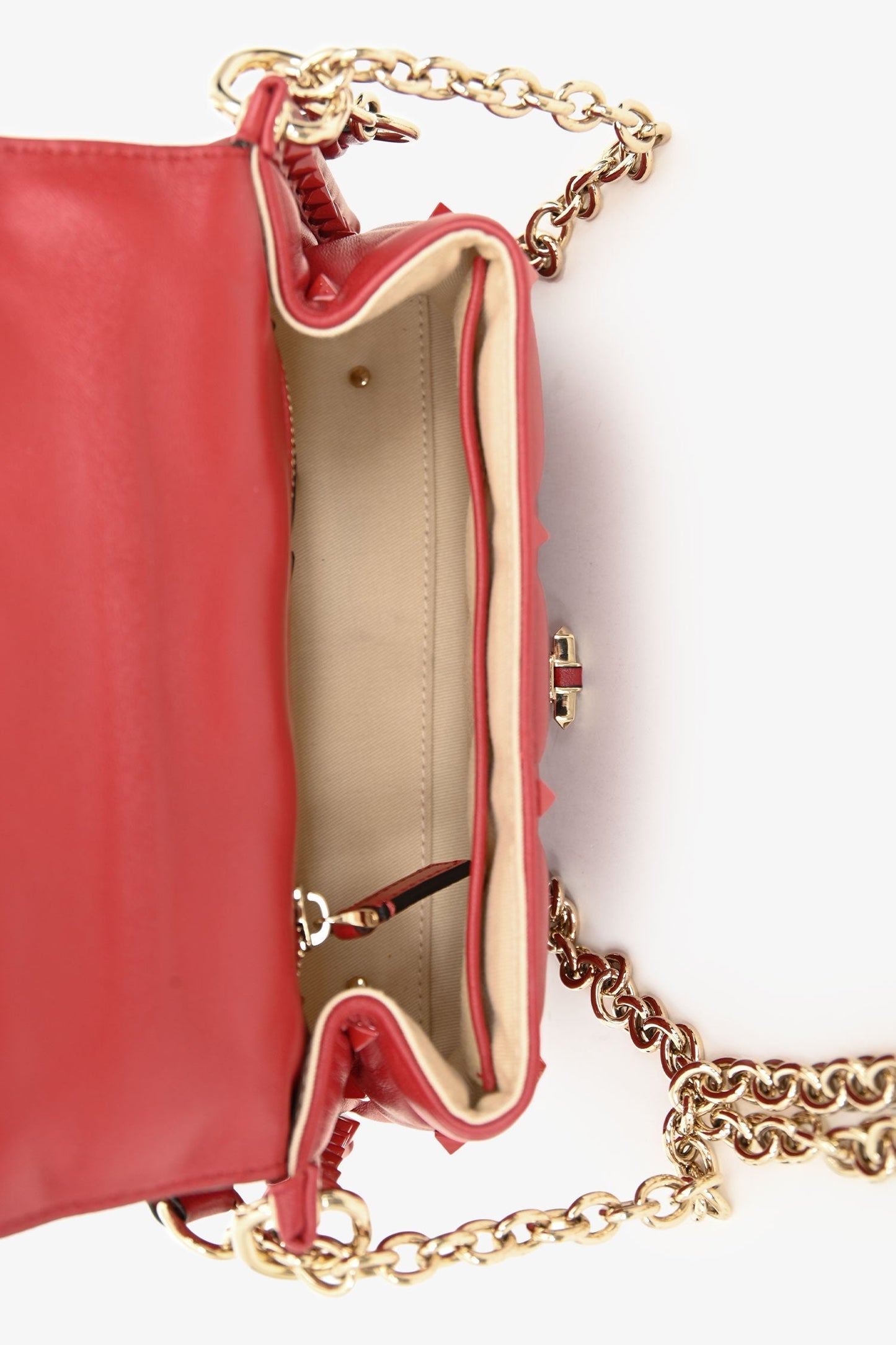 Valentino Red Quilted Leather Medium Candystud Top Handle Crossbody Bag