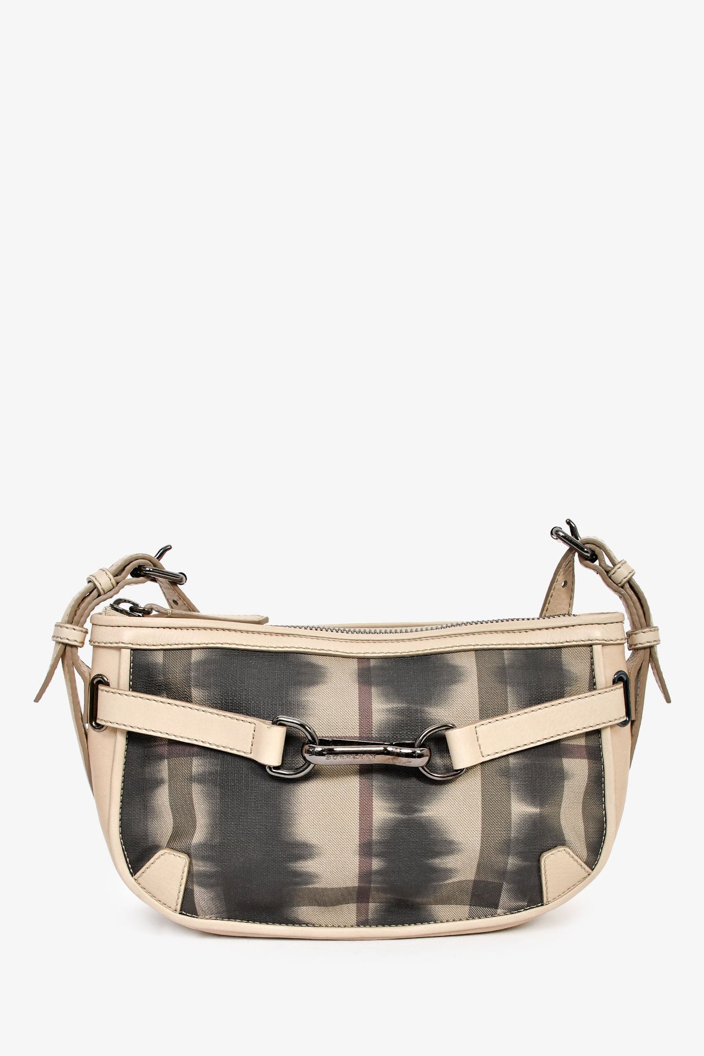 Burberry Beige/Black Leather/Canvas 'Rocking Horse' Shoulder Bag