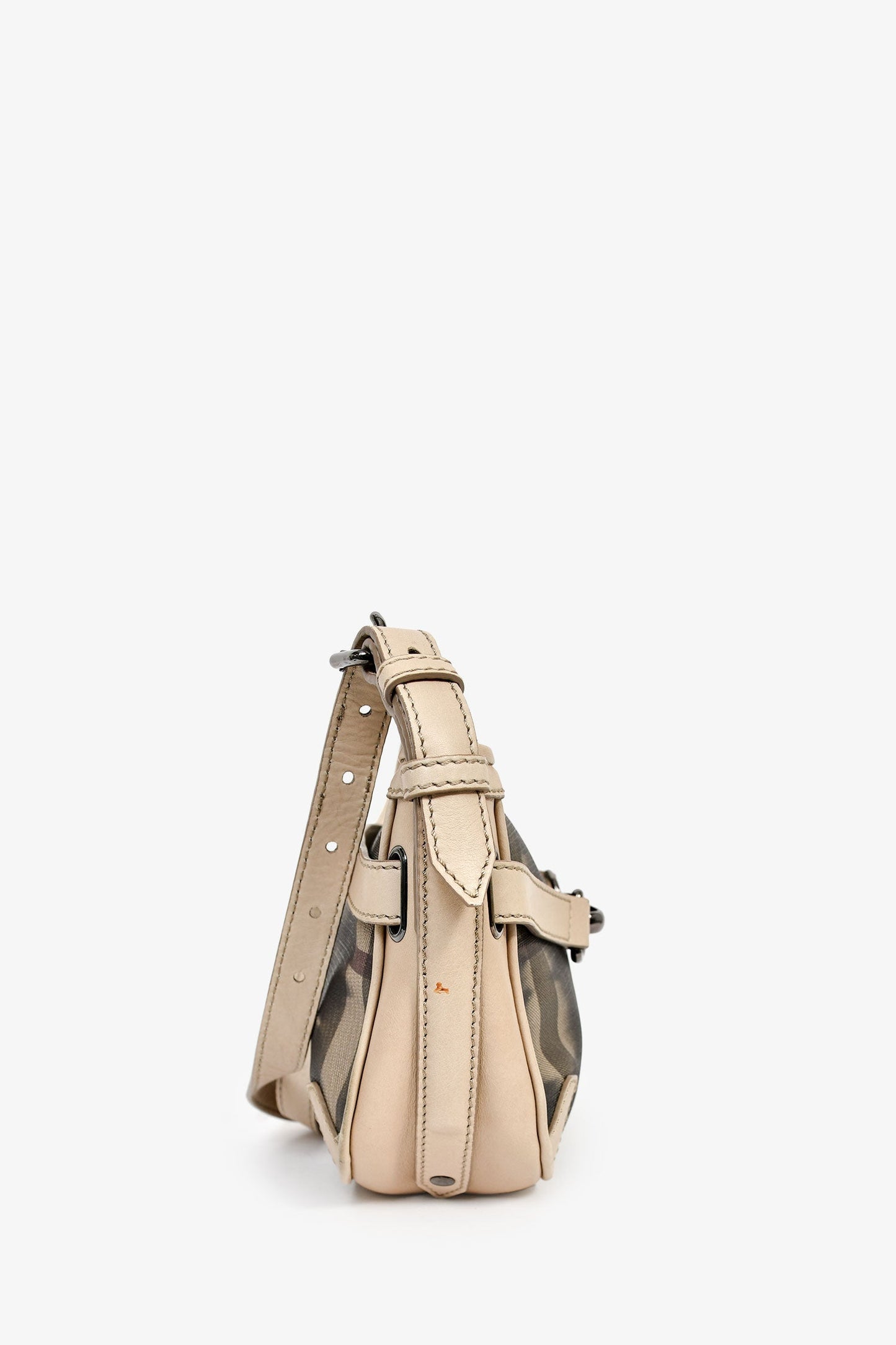 Burberry Beige/Black Leather/Canvas 'Rocking Horse' Shoulder Bag