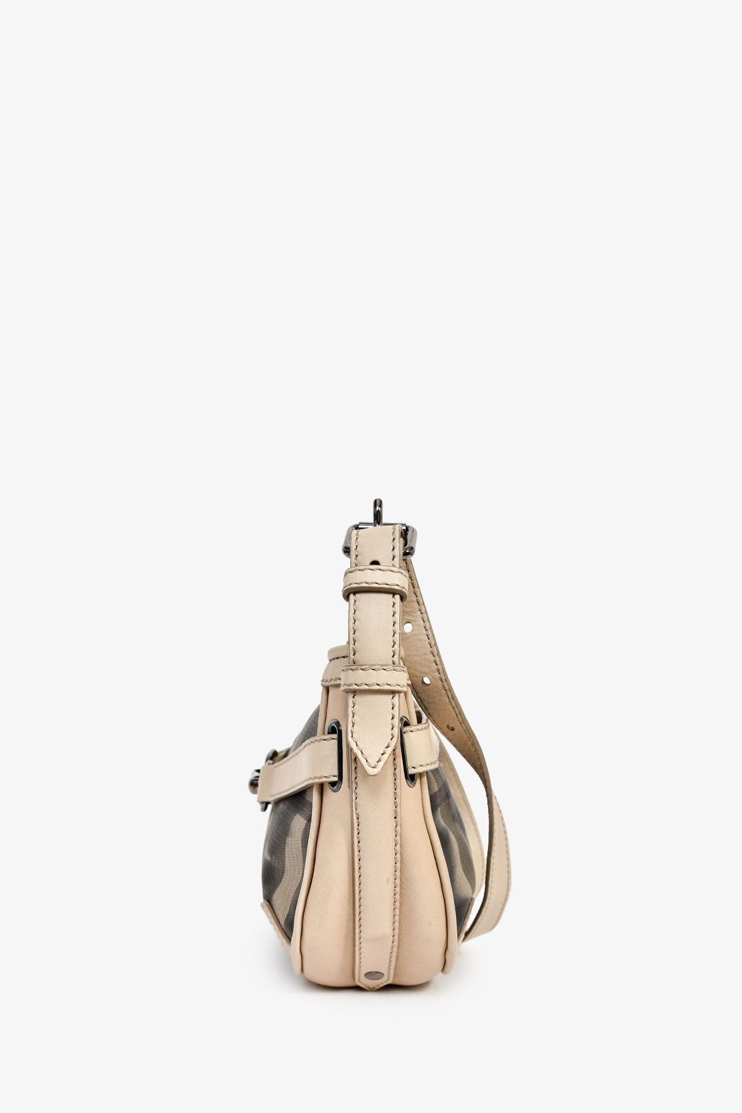 Burberry Beige/Black Leather/Canvas 'Rocking Horse' Shoulder Bag