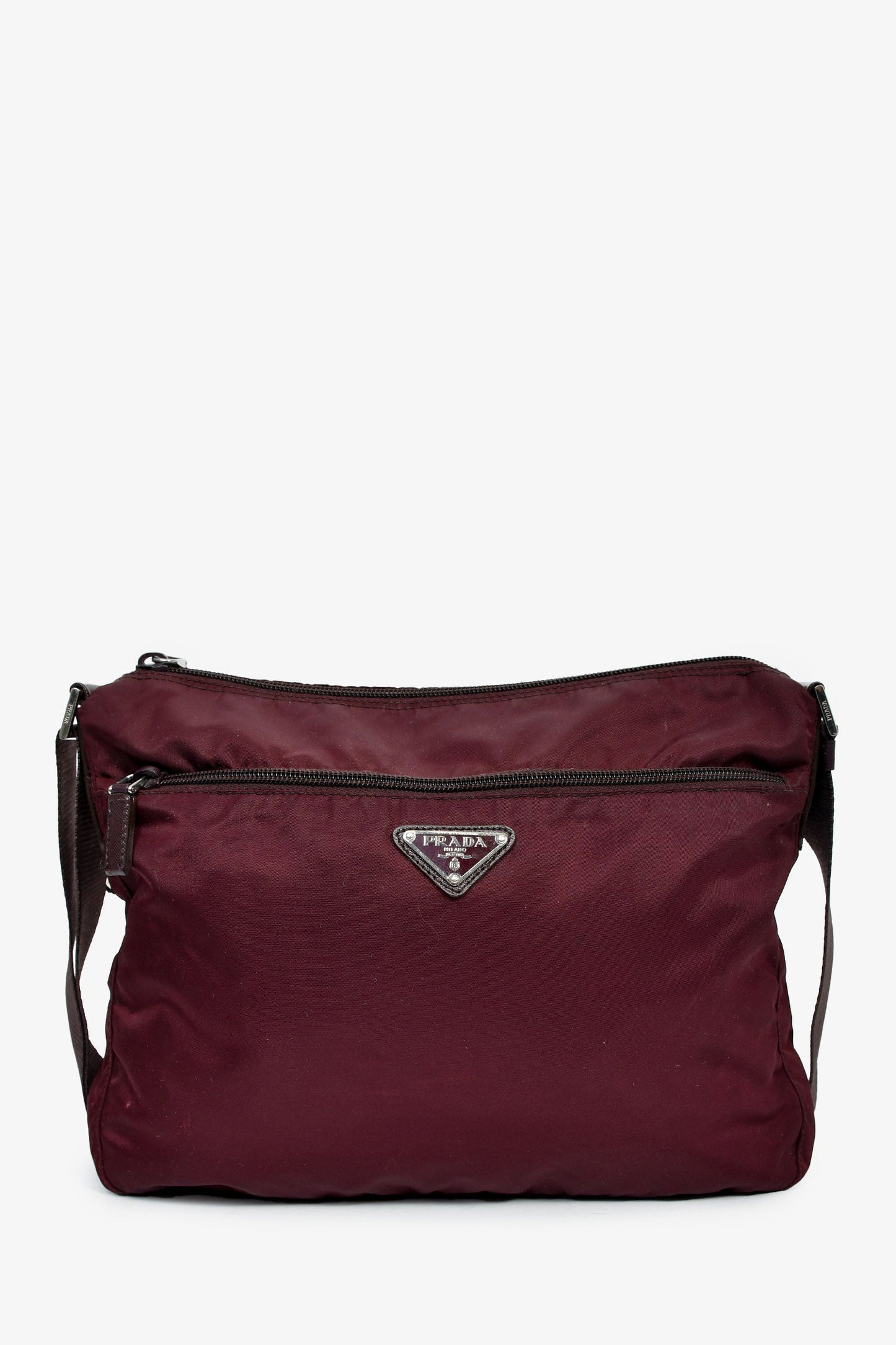 Prada Burgundy Nylon Tessuto Messenger Bag