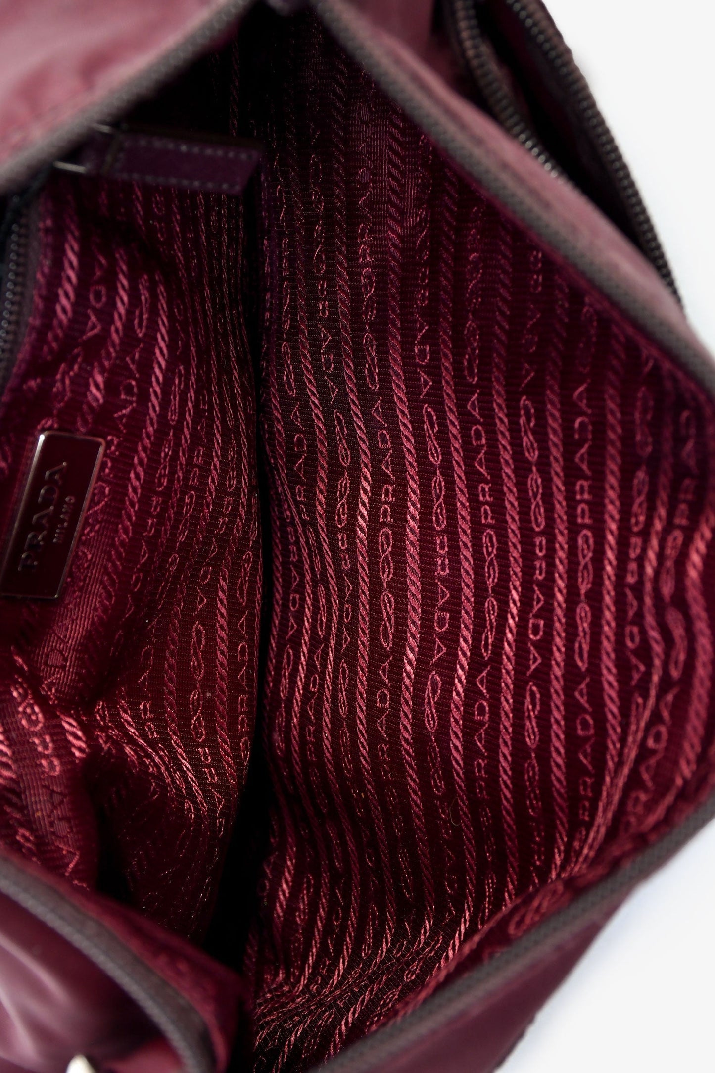 Prada Burgundy Nylon Tessuto Messenger Bag
