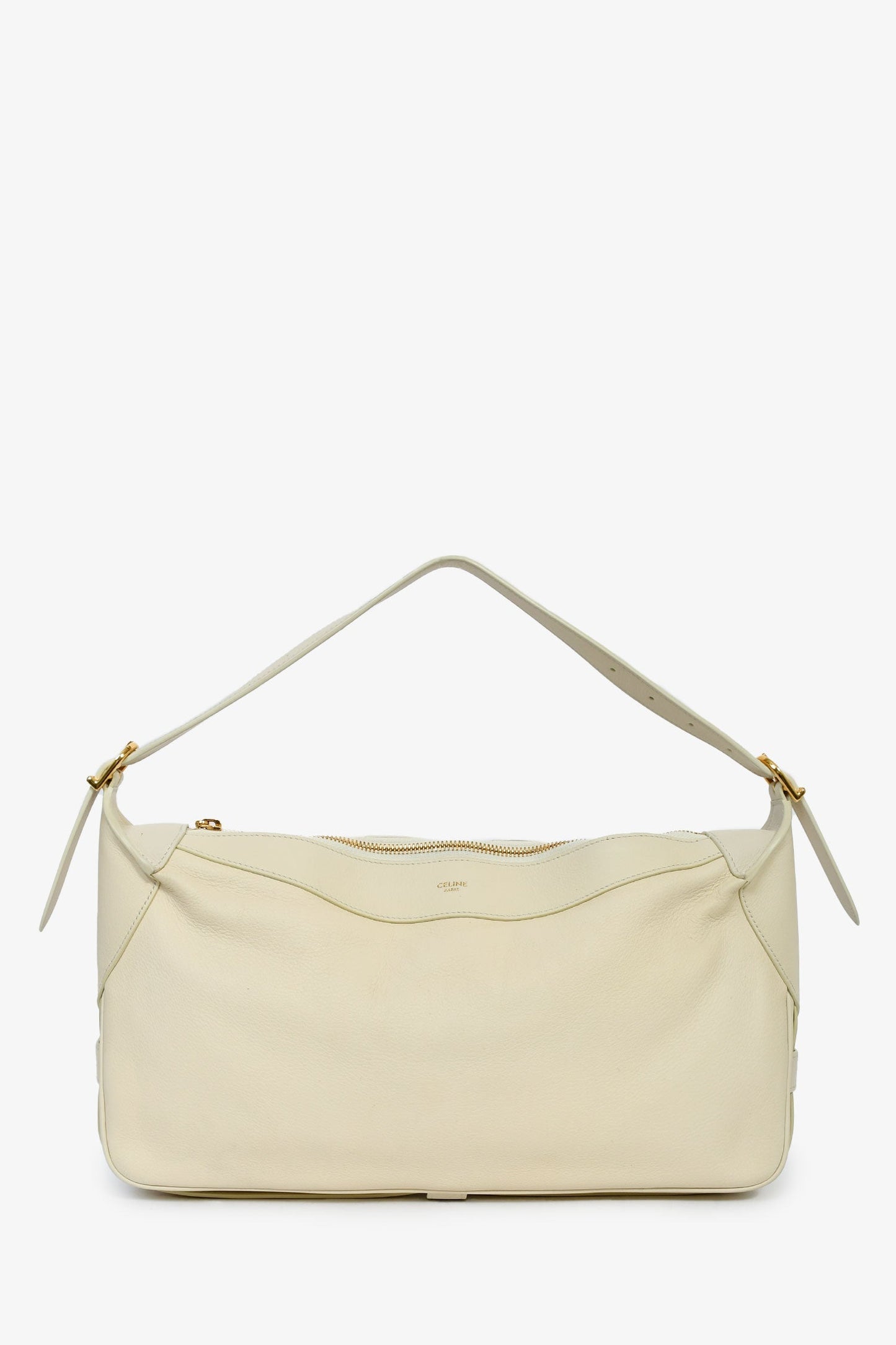 Celine 2021 Cream Leather 'Romy' Medium Shoulder Bag