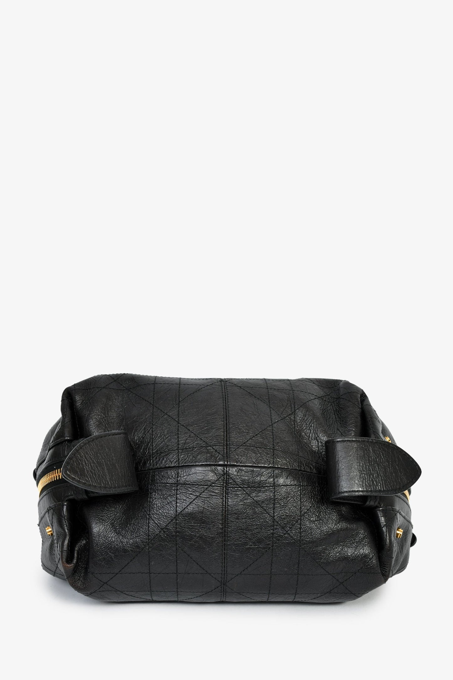 Christian Dior 2025 Black Crinkled Leather Small 'D-Journey' Hobo Bag