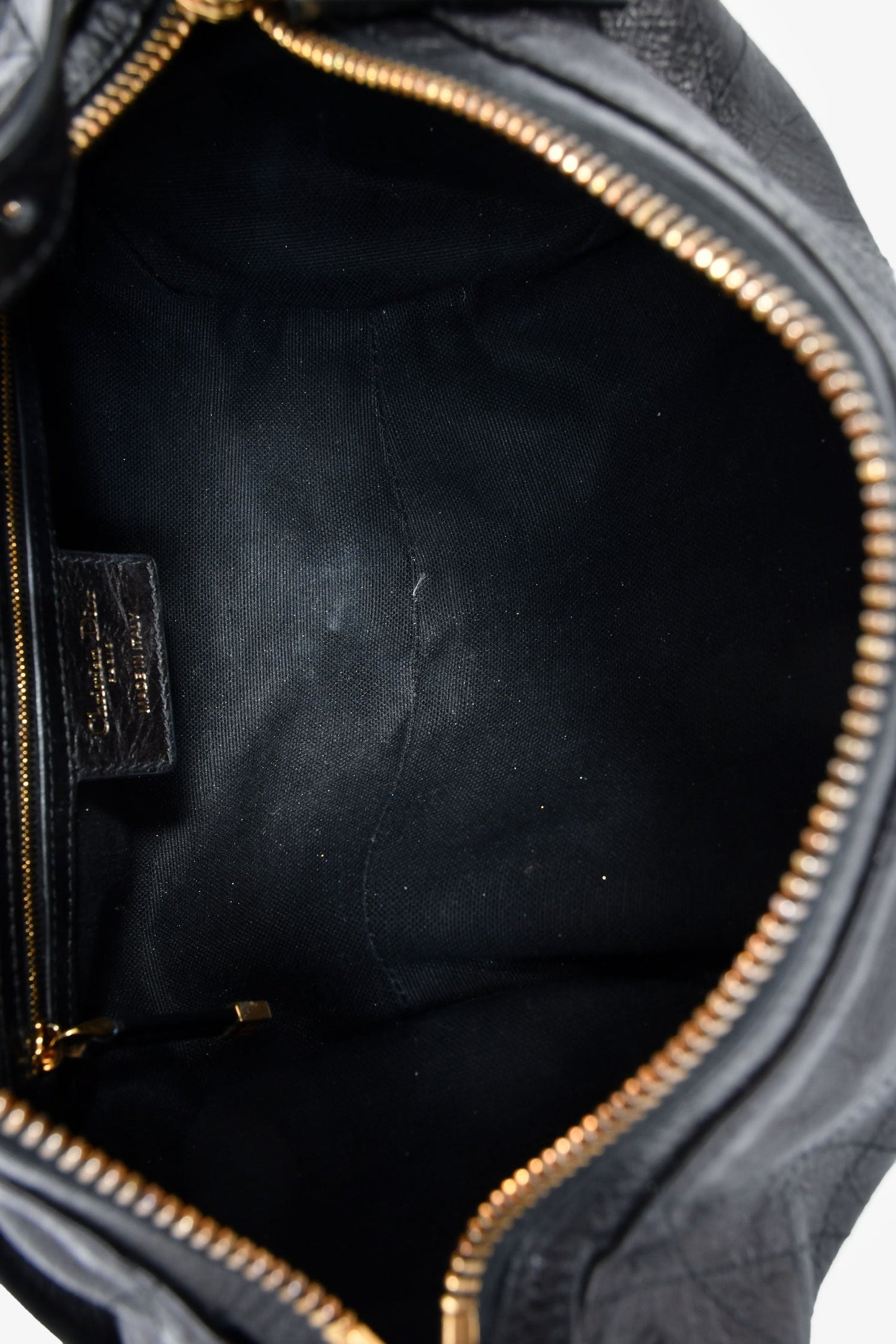 Christian Dior 2025 Black Crinkled Leather Small 'D-Journey' Hobo Bag