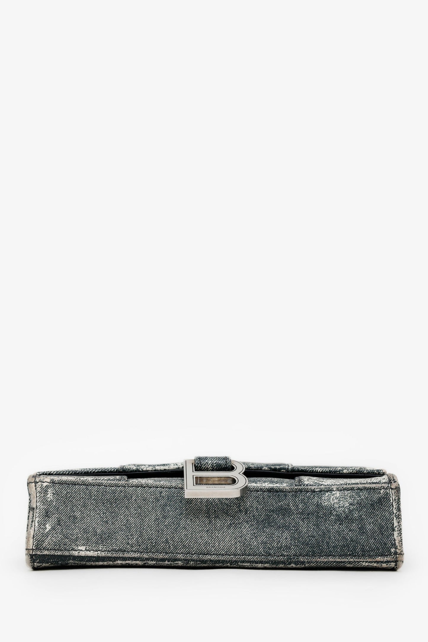 Balenciaga Grey Leather Denim Hourglass Wallet On Chain