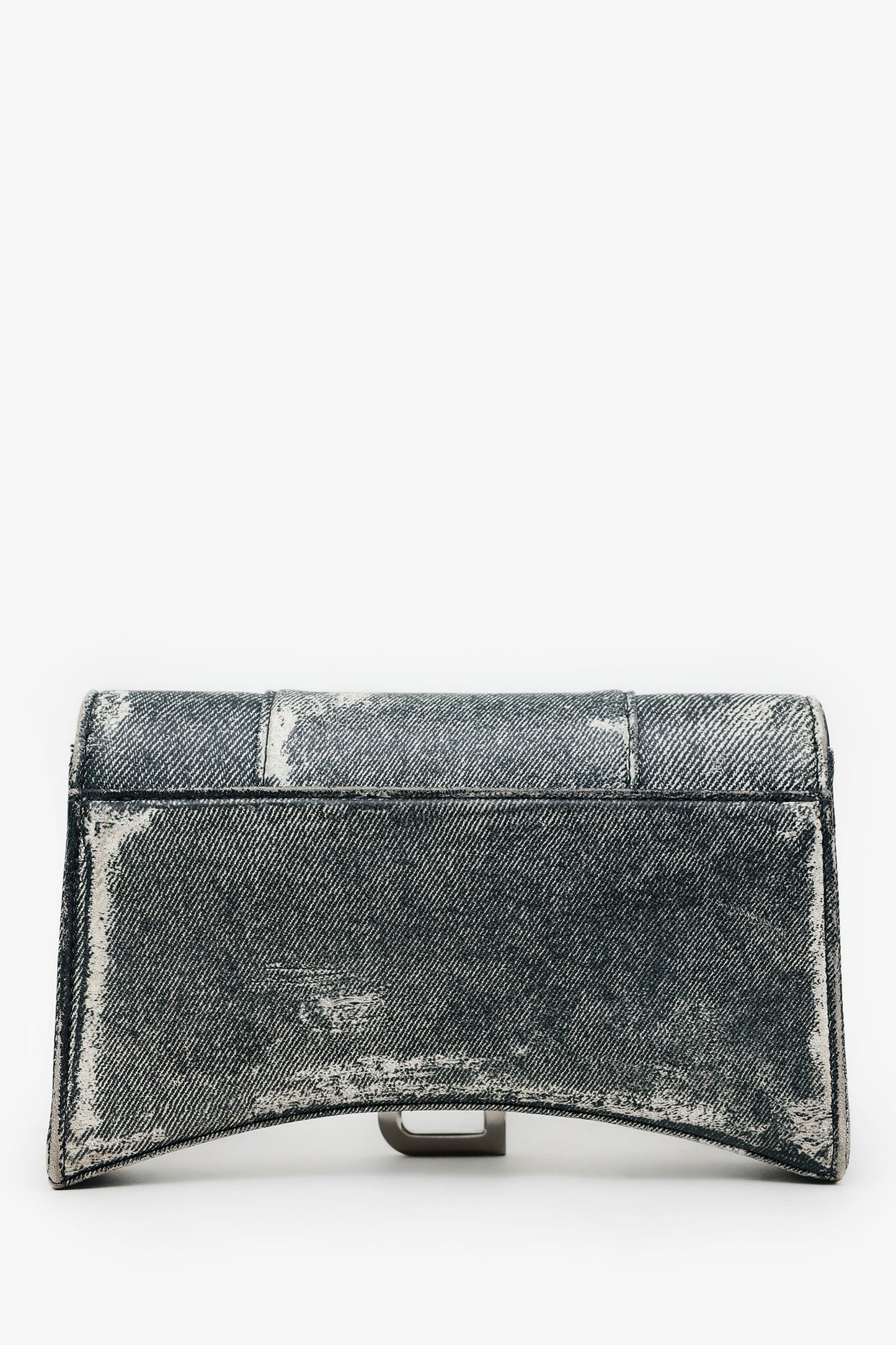 Balenciaga Grey Leather Denim Hourglass Wallet On Chain