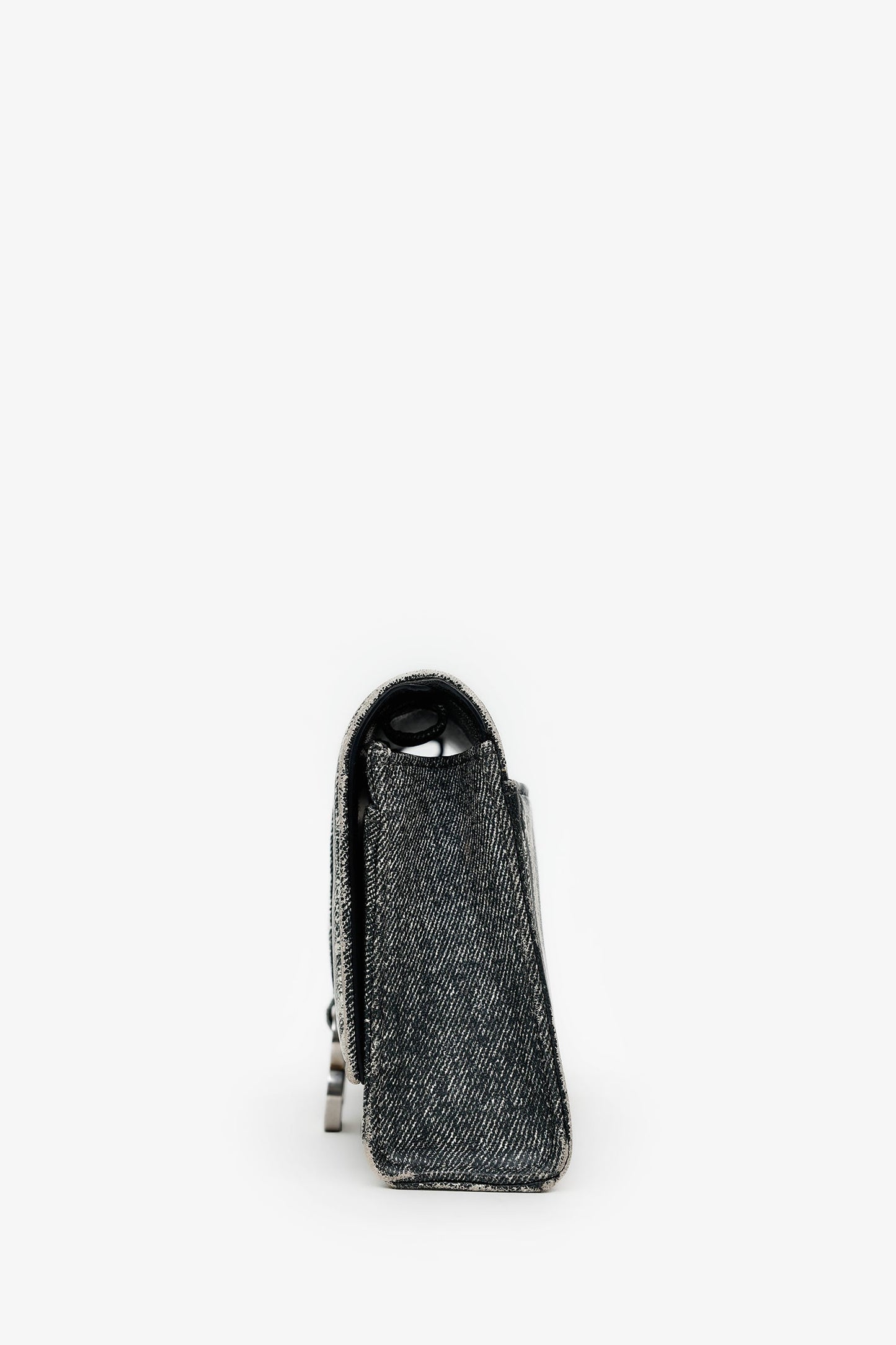 Balenciaga Grey Leather Denim Hourglass Wallet On Chain