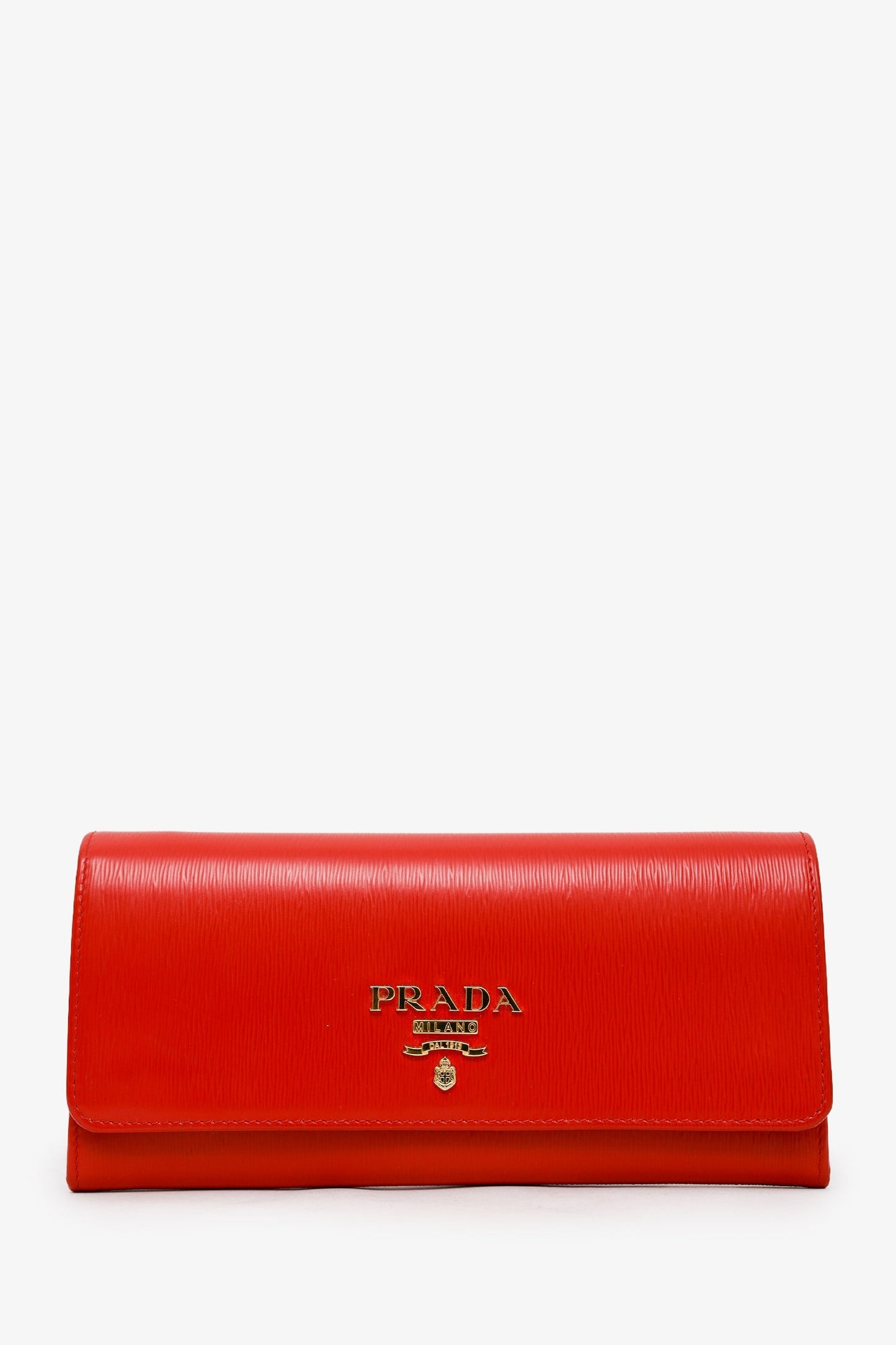 Prada Red Lacca Vitello Move Leather Wallet on Chain Clutch Bag
