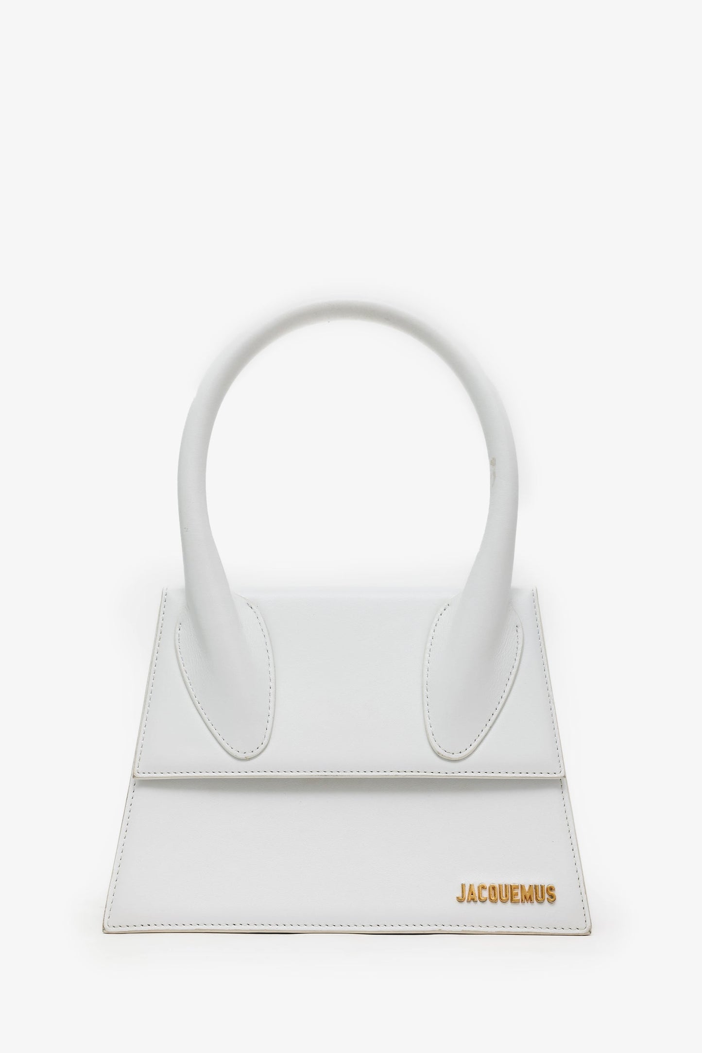 Jacquemus White Leather Medium 'Le Chiquito' Top Handle With Strap