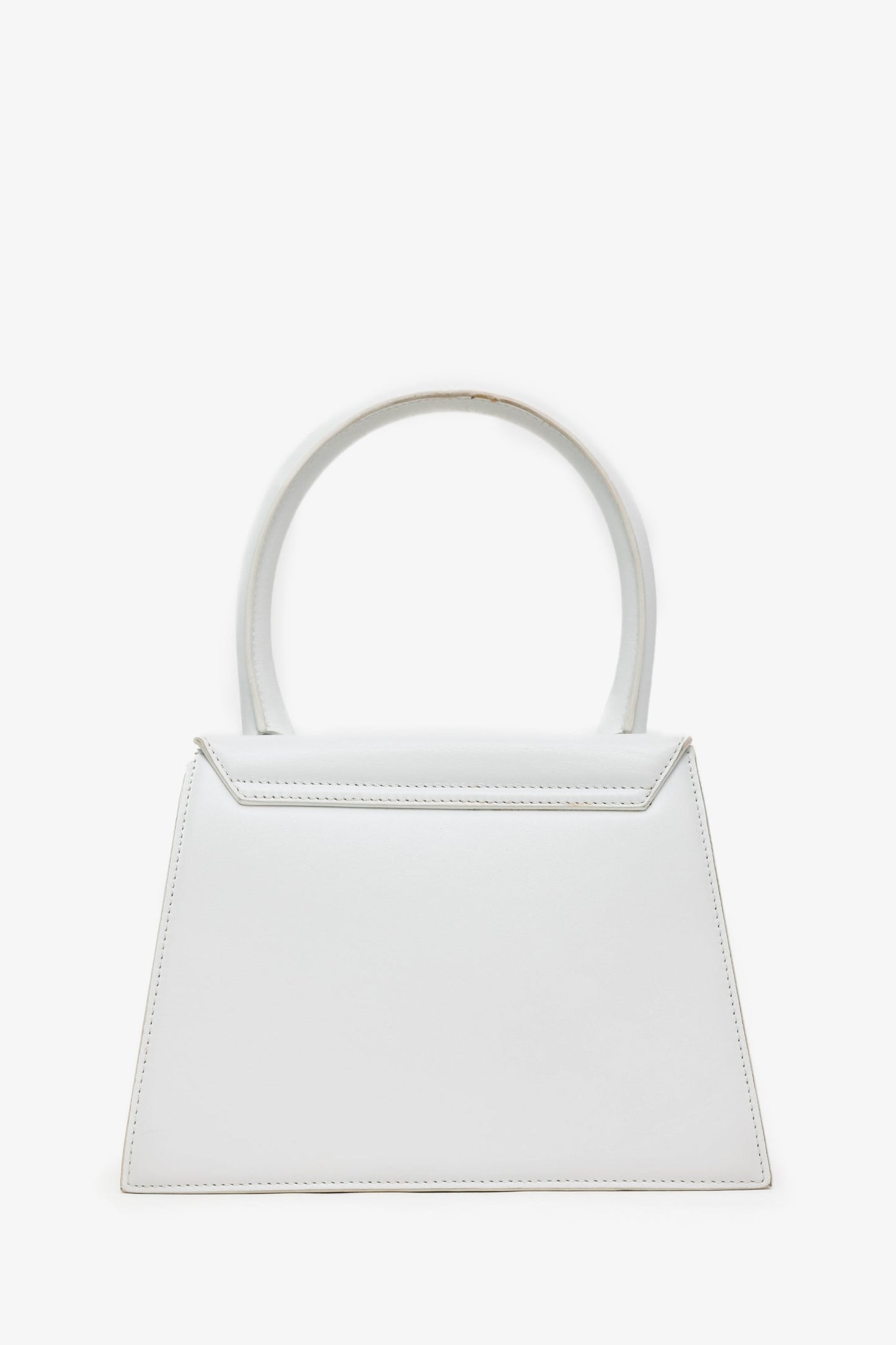 Jacquemus White Leather Medium 'Le Chiquito' Top Handle With Strap