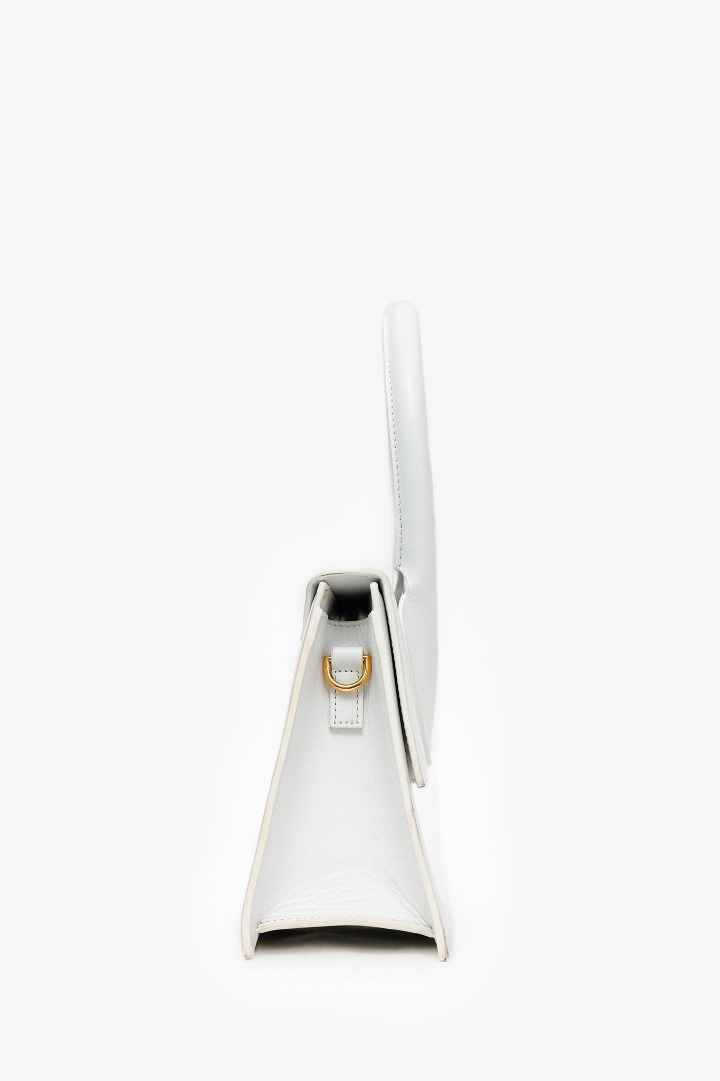 Jacquemus White Leather Medium 'Le Chiquito' Top Handle With Strap