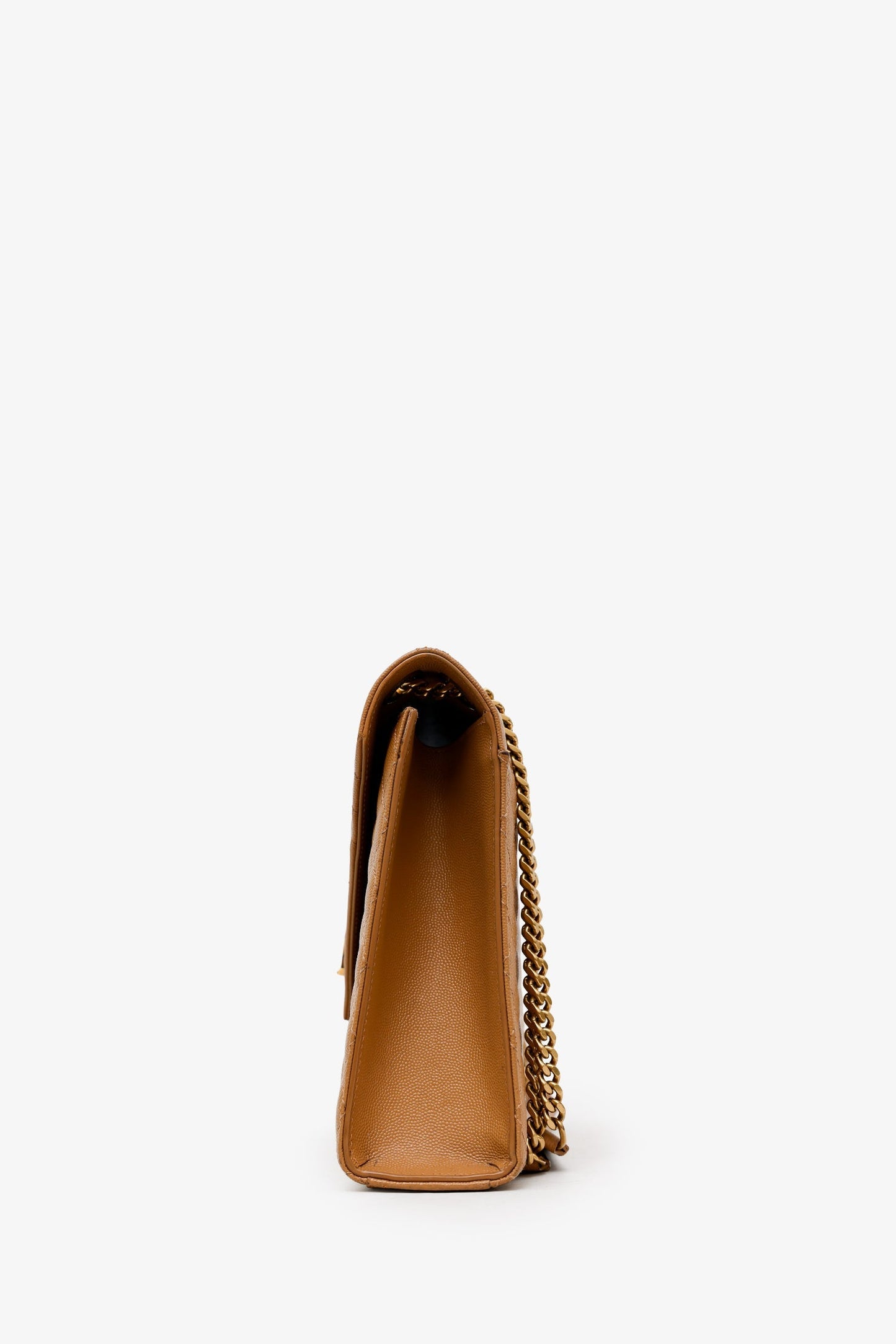 Saint Laurent Brown Grained Leather Tri-Quilted Envelope Chain Medium Shoulder Bag