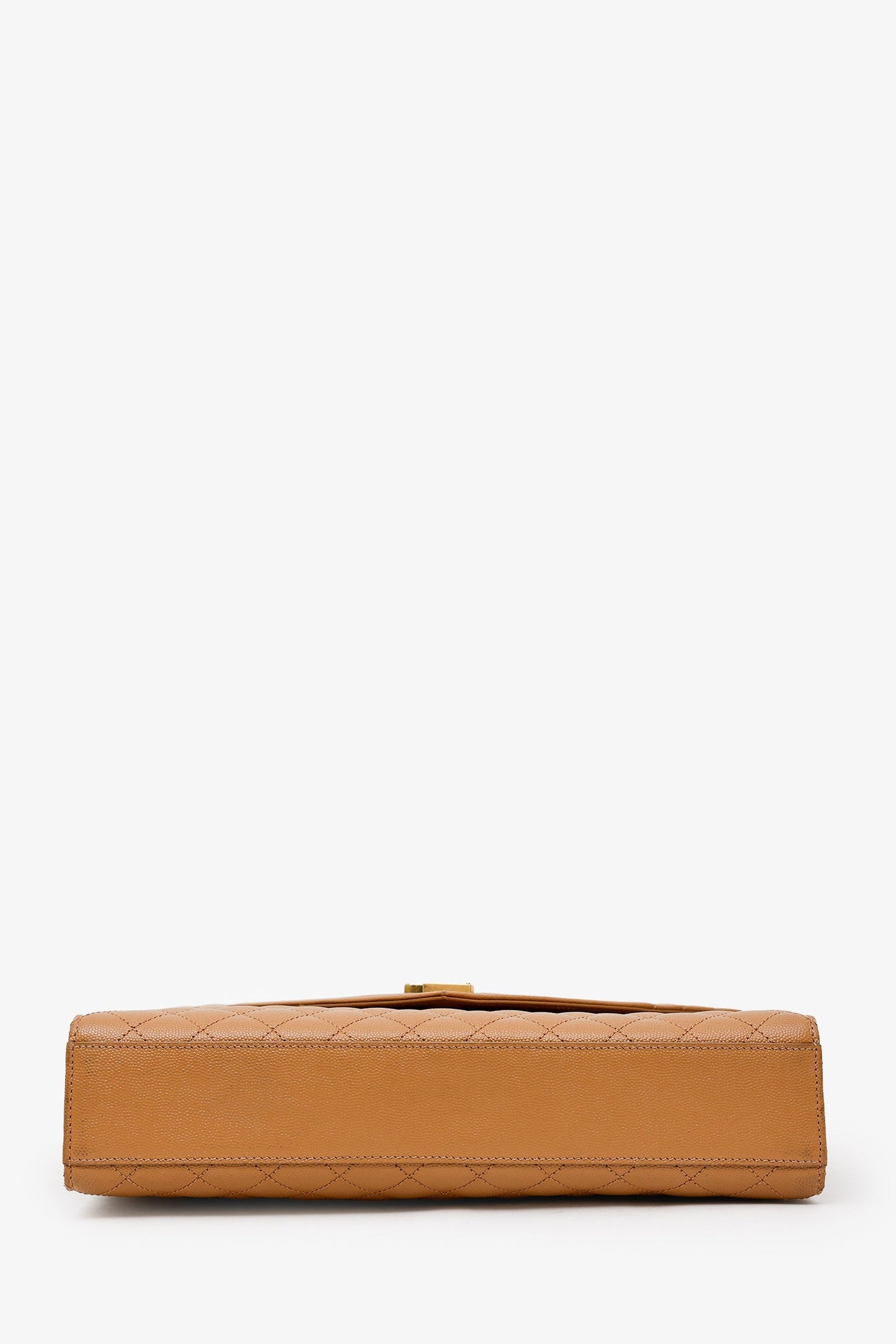 Saint Laurent Brown Grained Leather Tri-Quilted Envelope Chain Medium Shoulder Bag