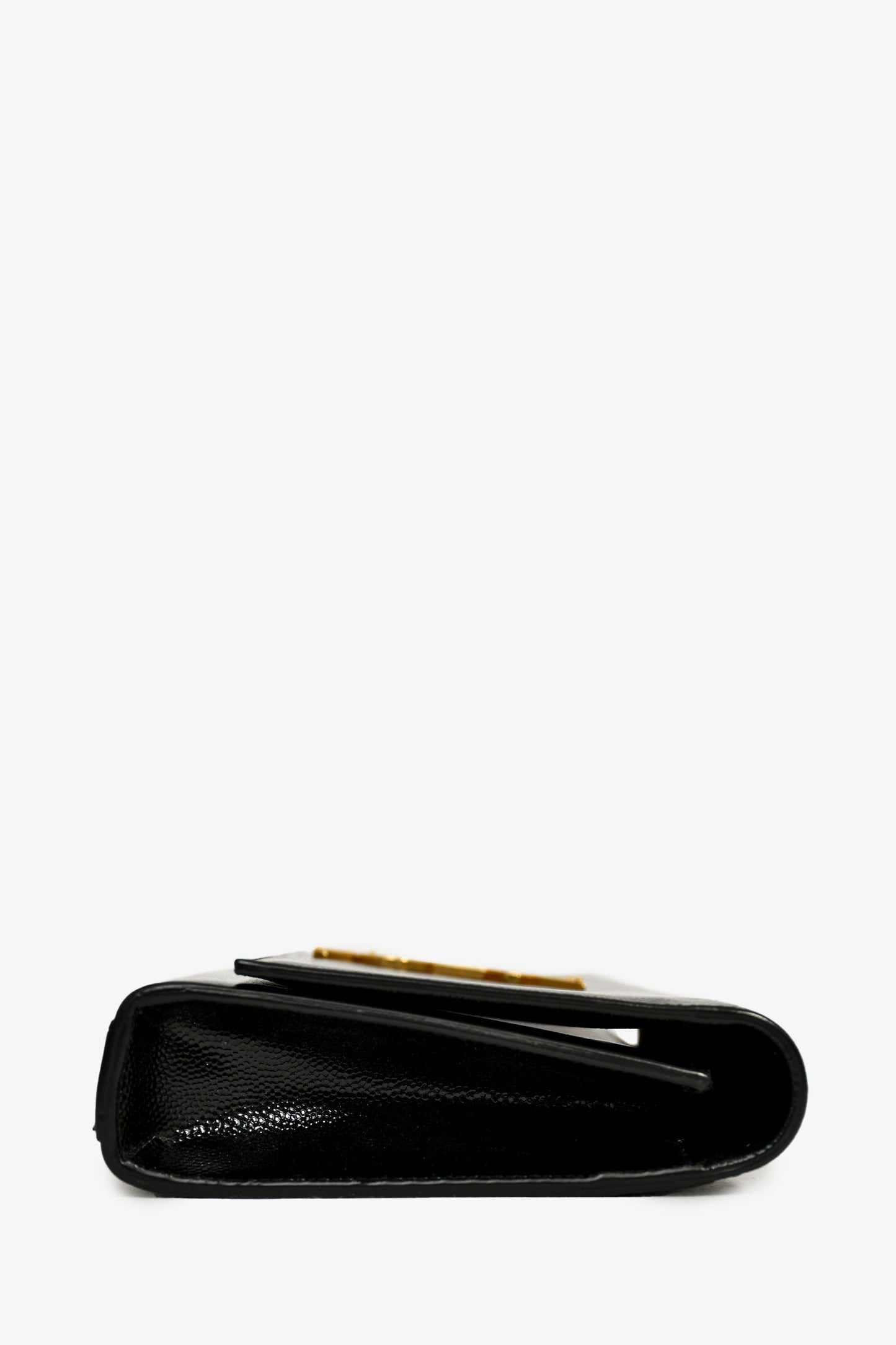Saint Laurent Black Patent Grained Leather Cassandre Clutch