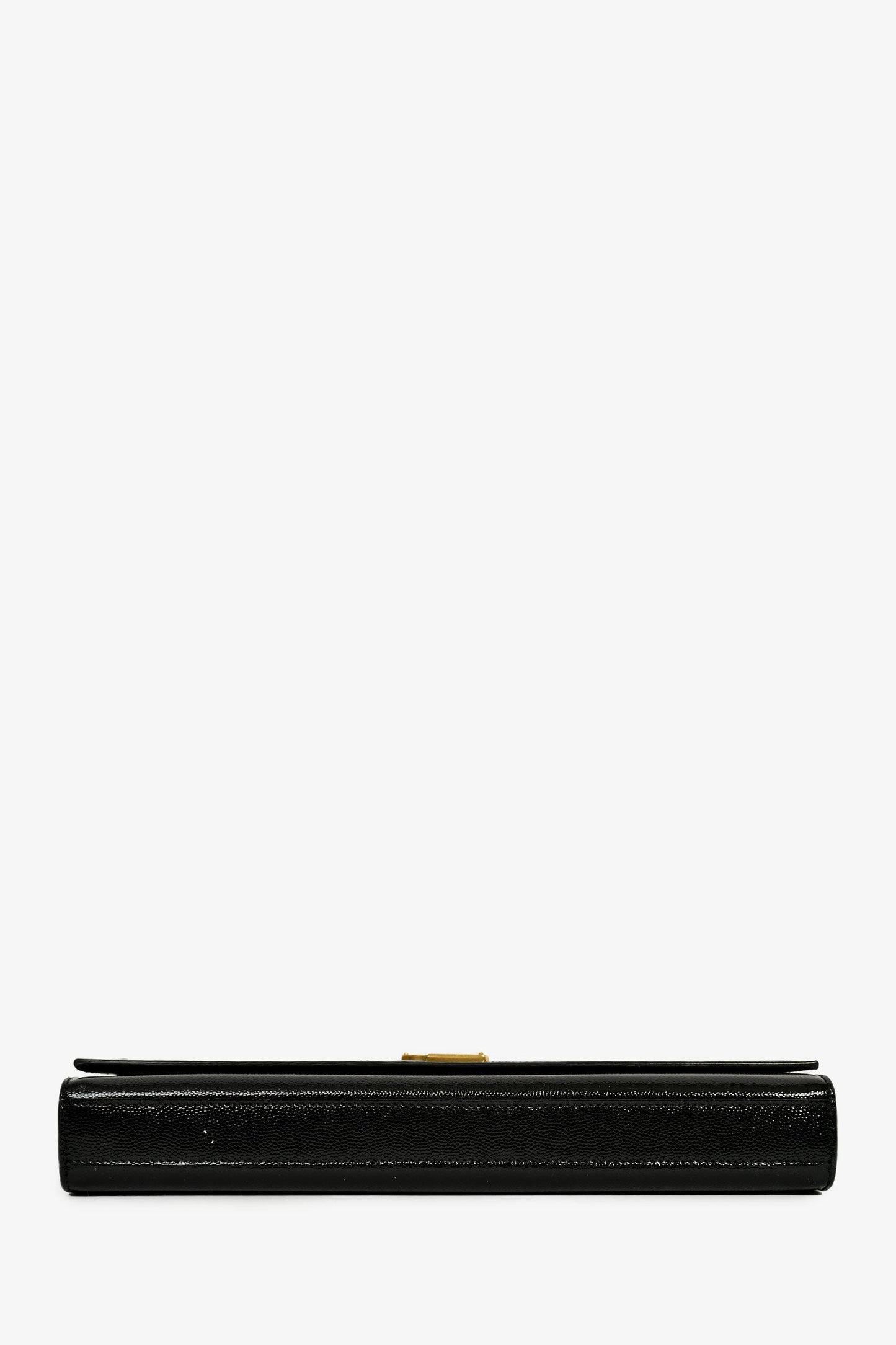 Saint Laurent Black Patent Grained Leather Cassandre Clutch