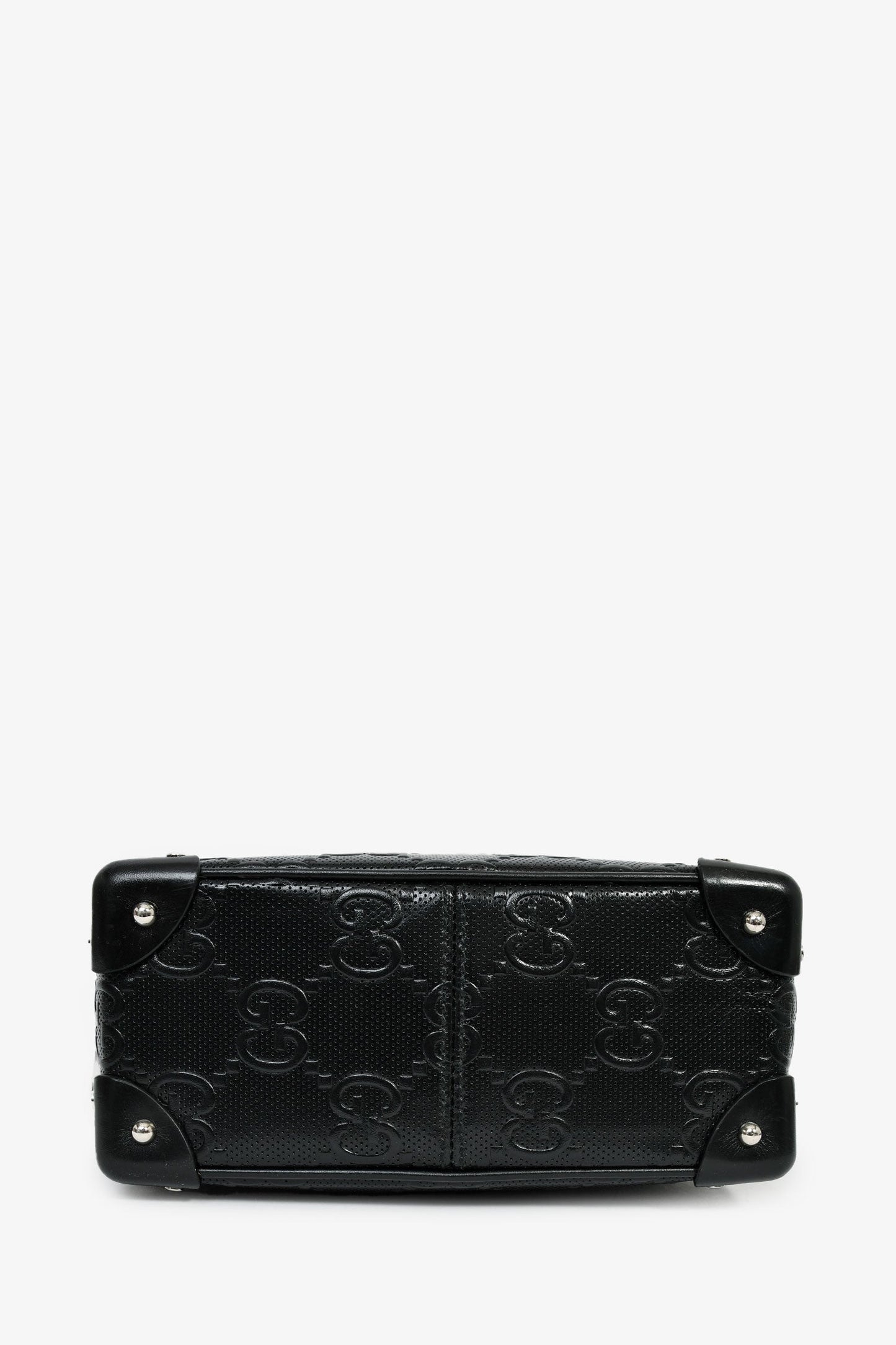 Gucci Black GG Embossed Leather Soft Trunk Messenger Bag