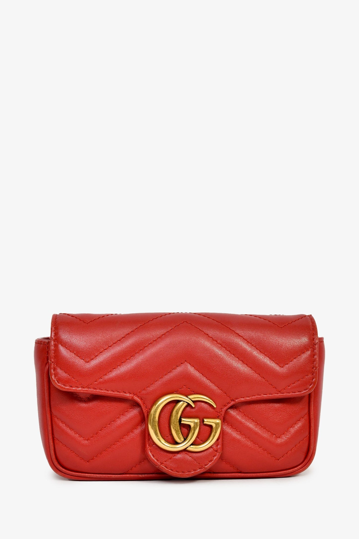 Gucci Red Chevron Quilted Leather Marmont Crossbody