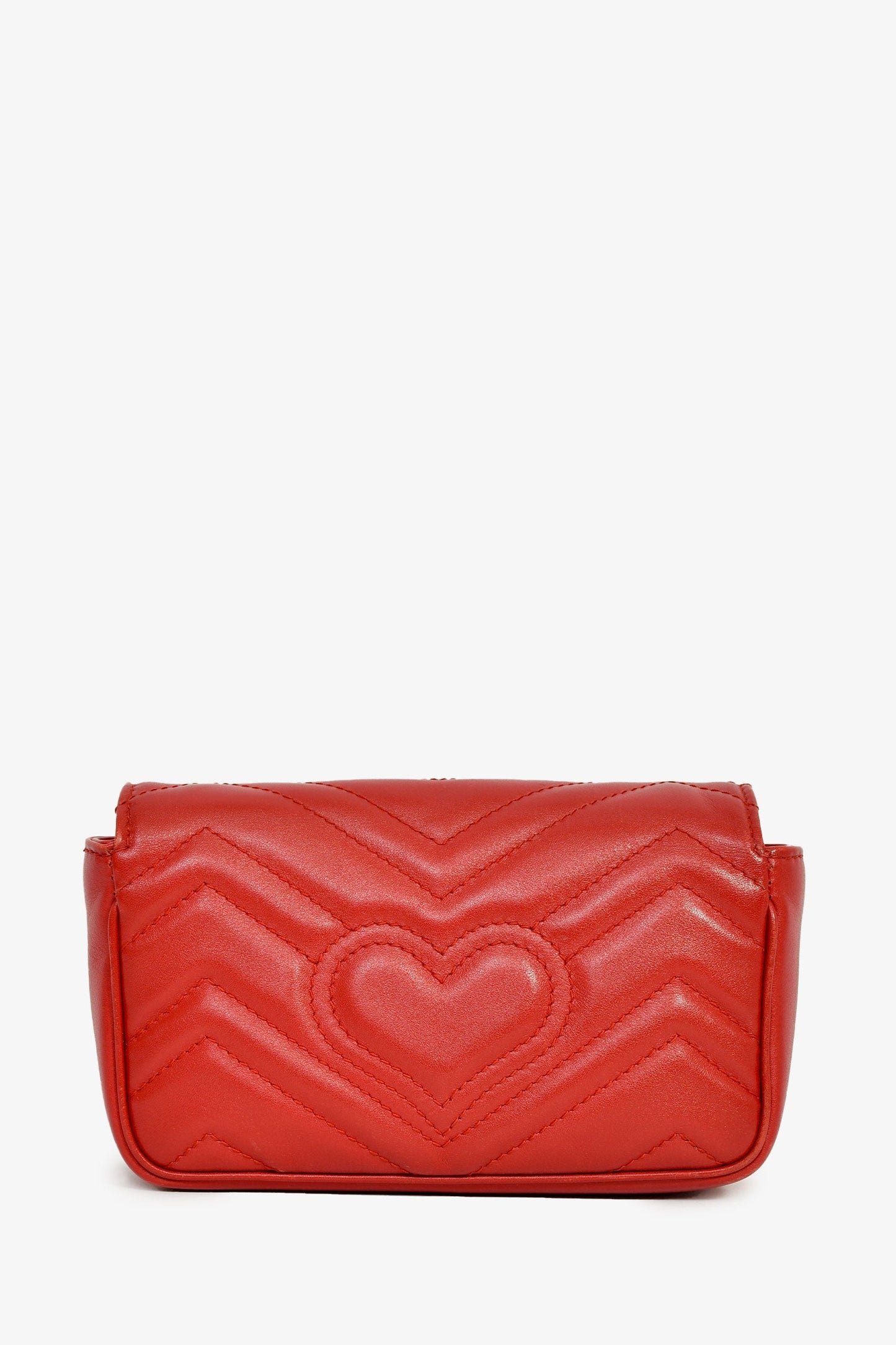 Gucci Red Chevron Quilted Leather Marmont Crossbody