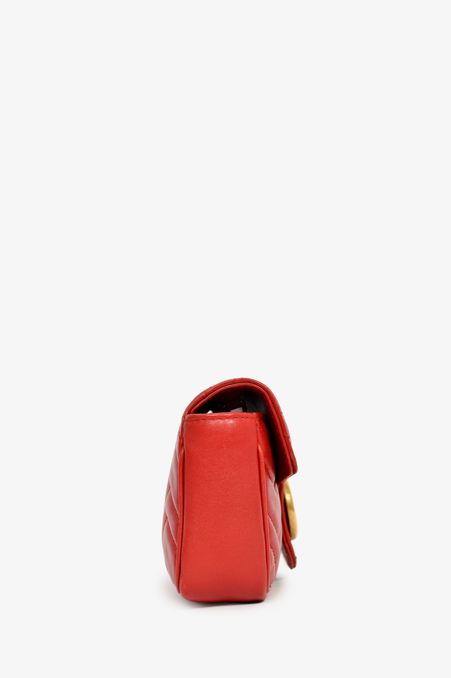 Gucci Red Chevron Quilted Leather Marmont Crossbody