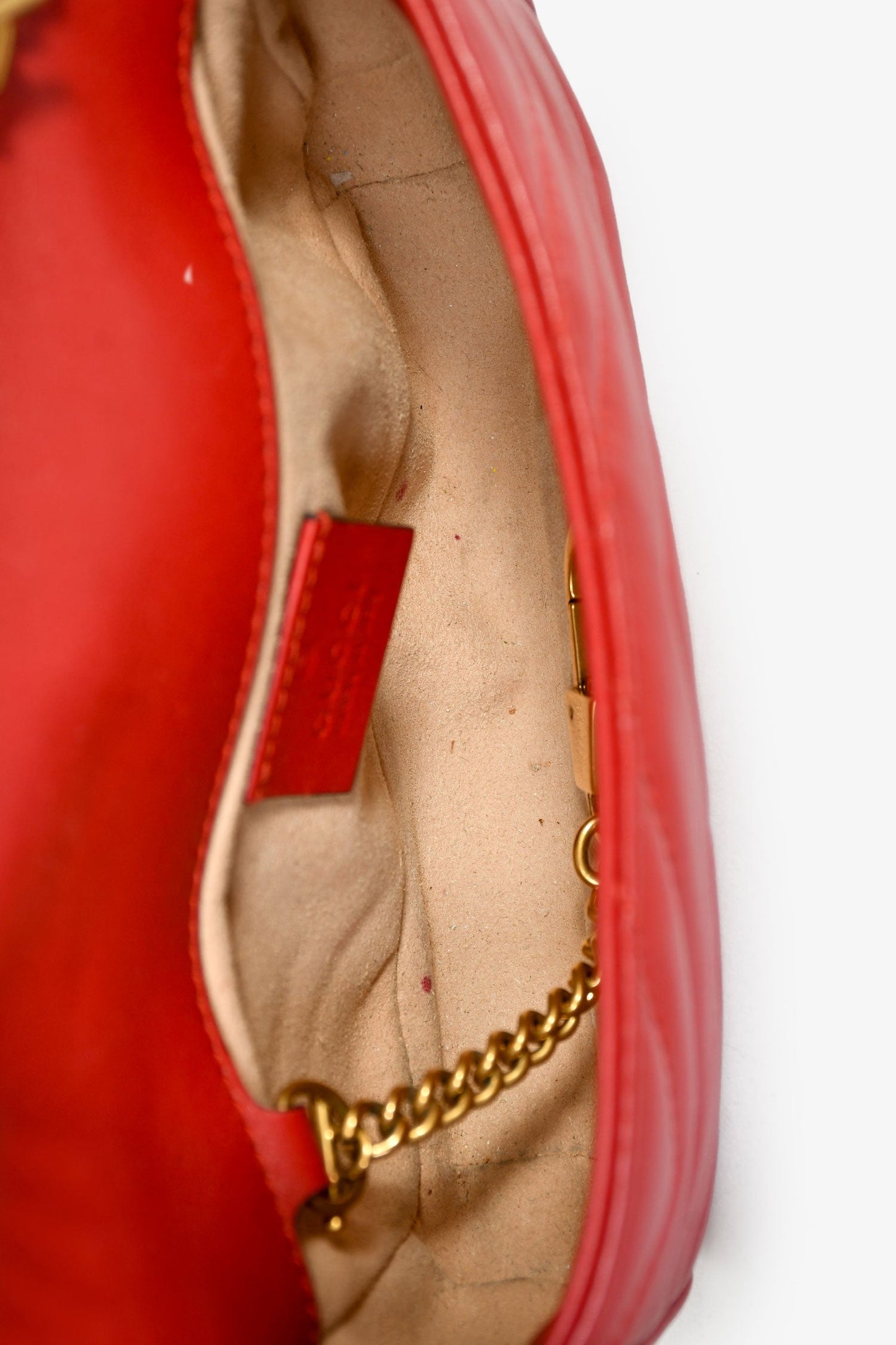 Gucci Red Chevron Quilted Leather Marmont Crossbody