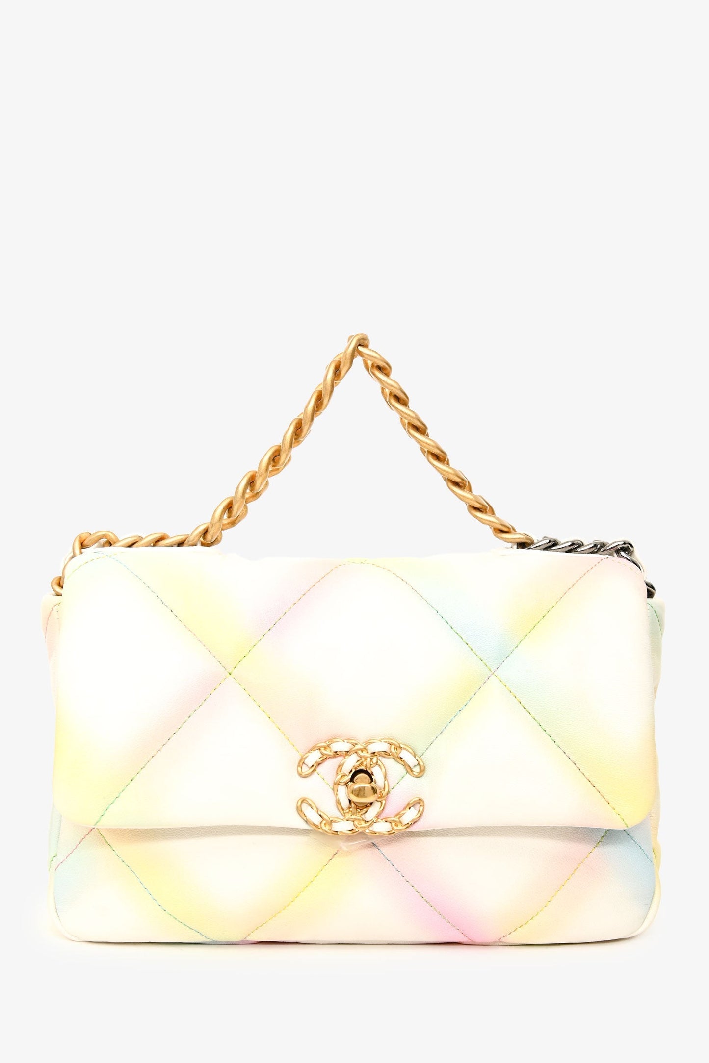 Chanel™ 2022 White Multicolour Leather Medium Flap 19