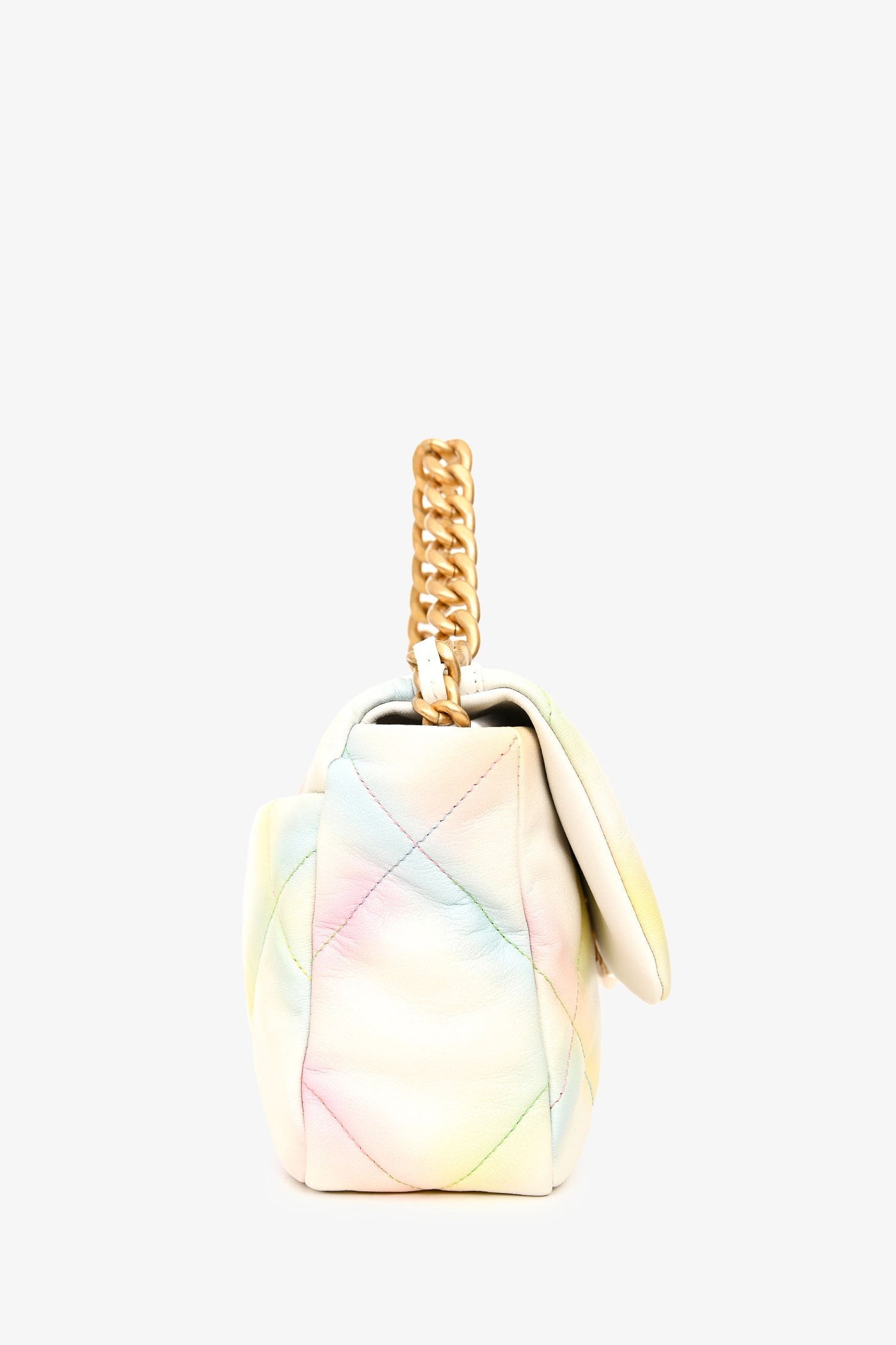 Chanel™ 2022 White Multicolour Leather Medium Flap 19