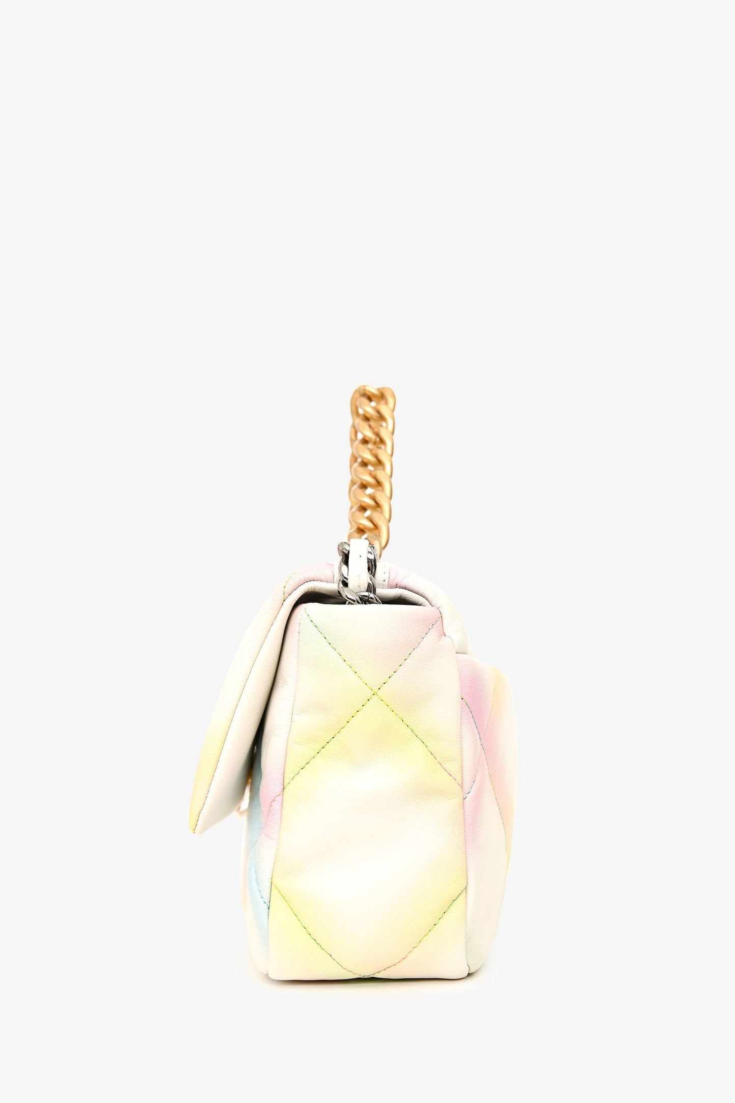Chanel™ 2022 White Multicolour Leather Medium Flap 19