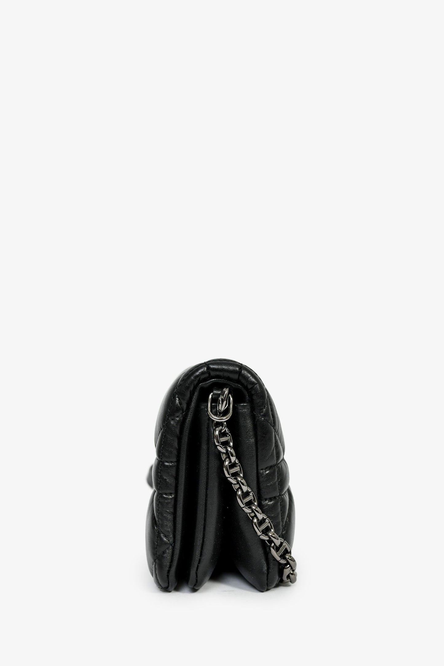 Christian Dior Black Leather Macrocannage Small 'Caro' Crossbody Bag