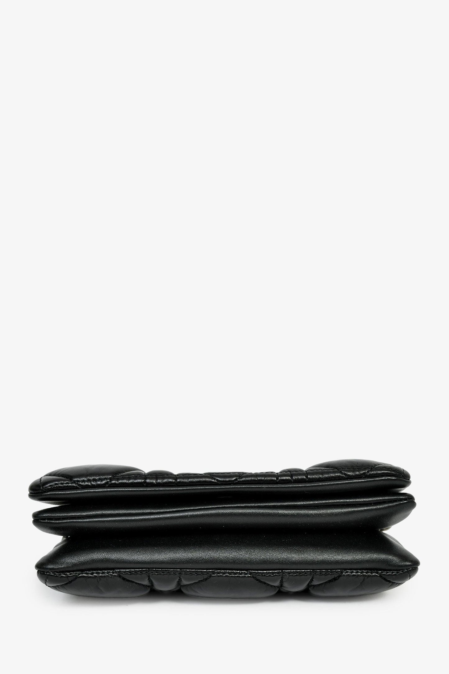 Christian Dior Black Leather Macrocannage Small 'Caro' Crossbody Bag