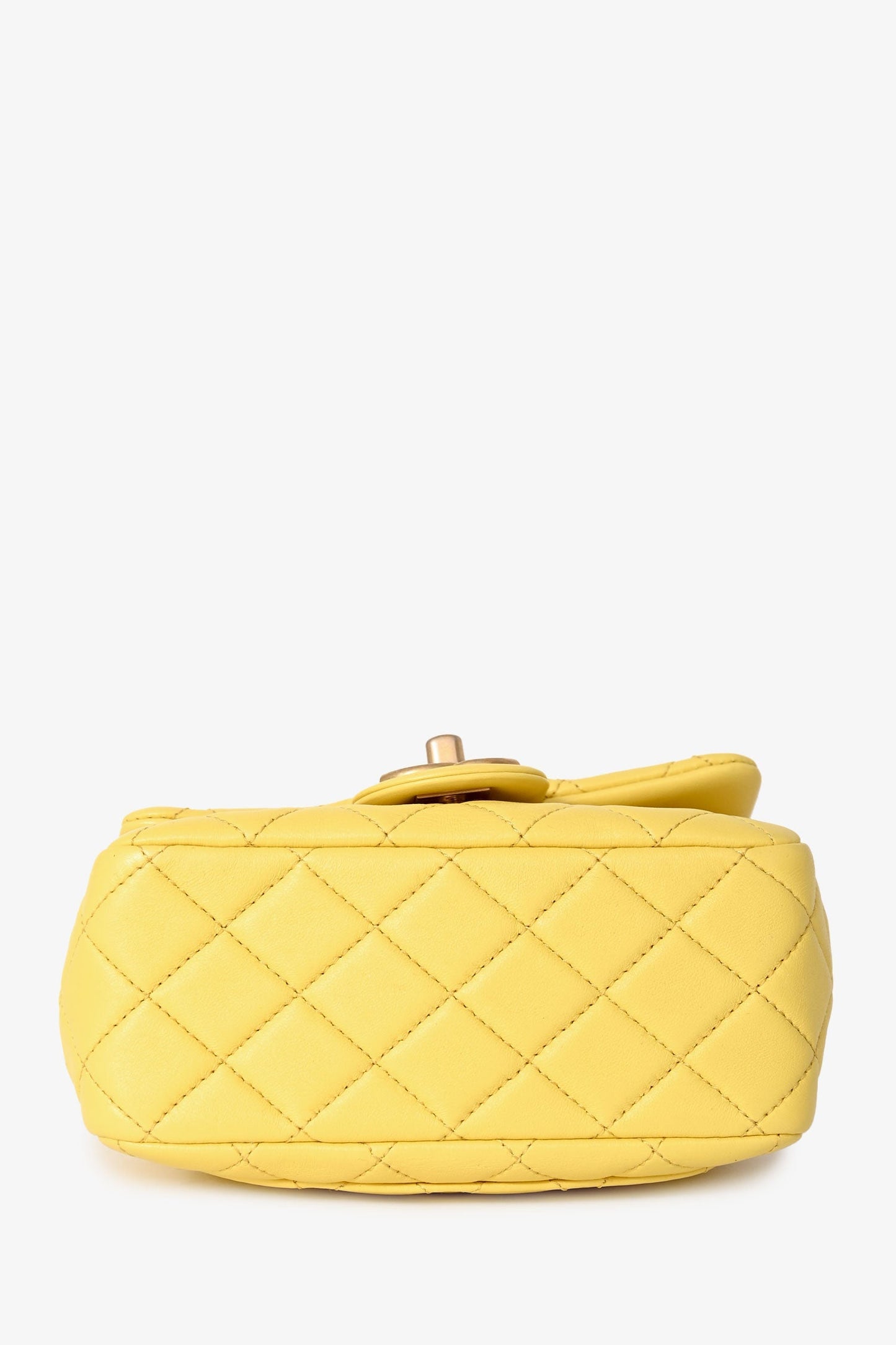 Chanel™ 2021 Yellow Quilted Lambskin Mini Pearl Samba Flap Crossbody Bag