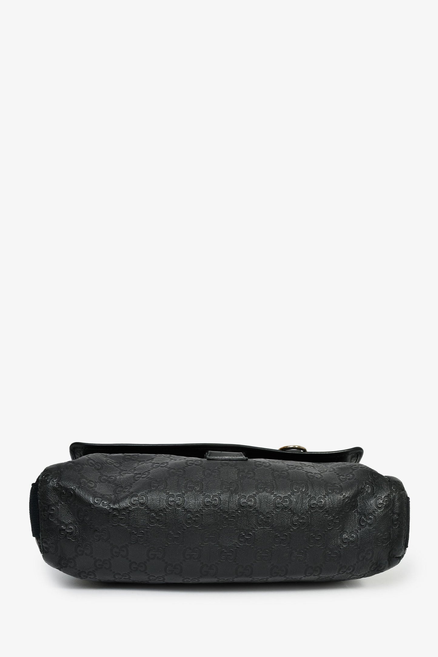 Gucci Black Leather GG Web Detail 'Guccissima' Messenger Bag
