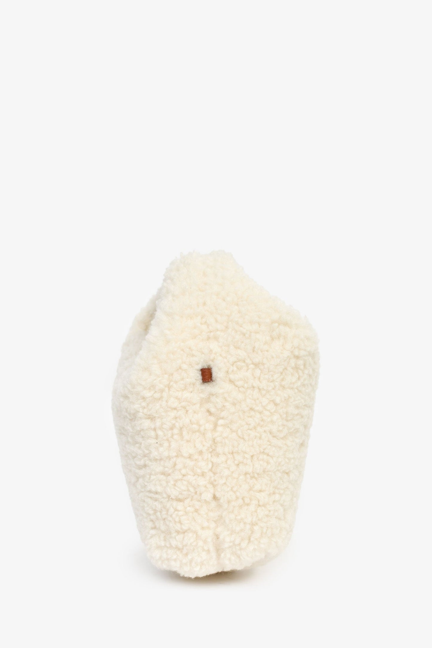 Polene Cream/Brown Shearling/Leather Top Handle