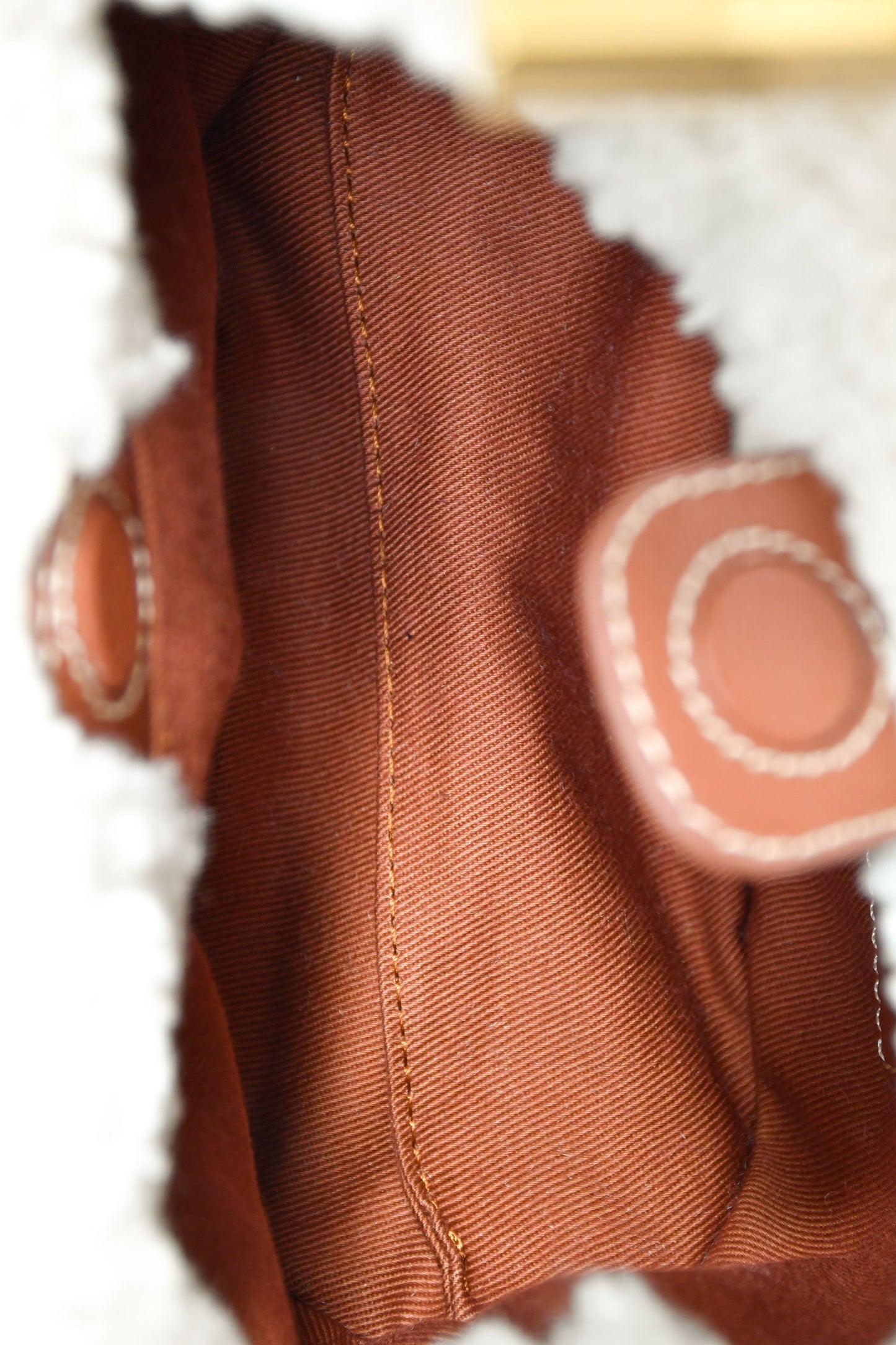 Polene Cream/Brown Shearling/Leather Top Handle