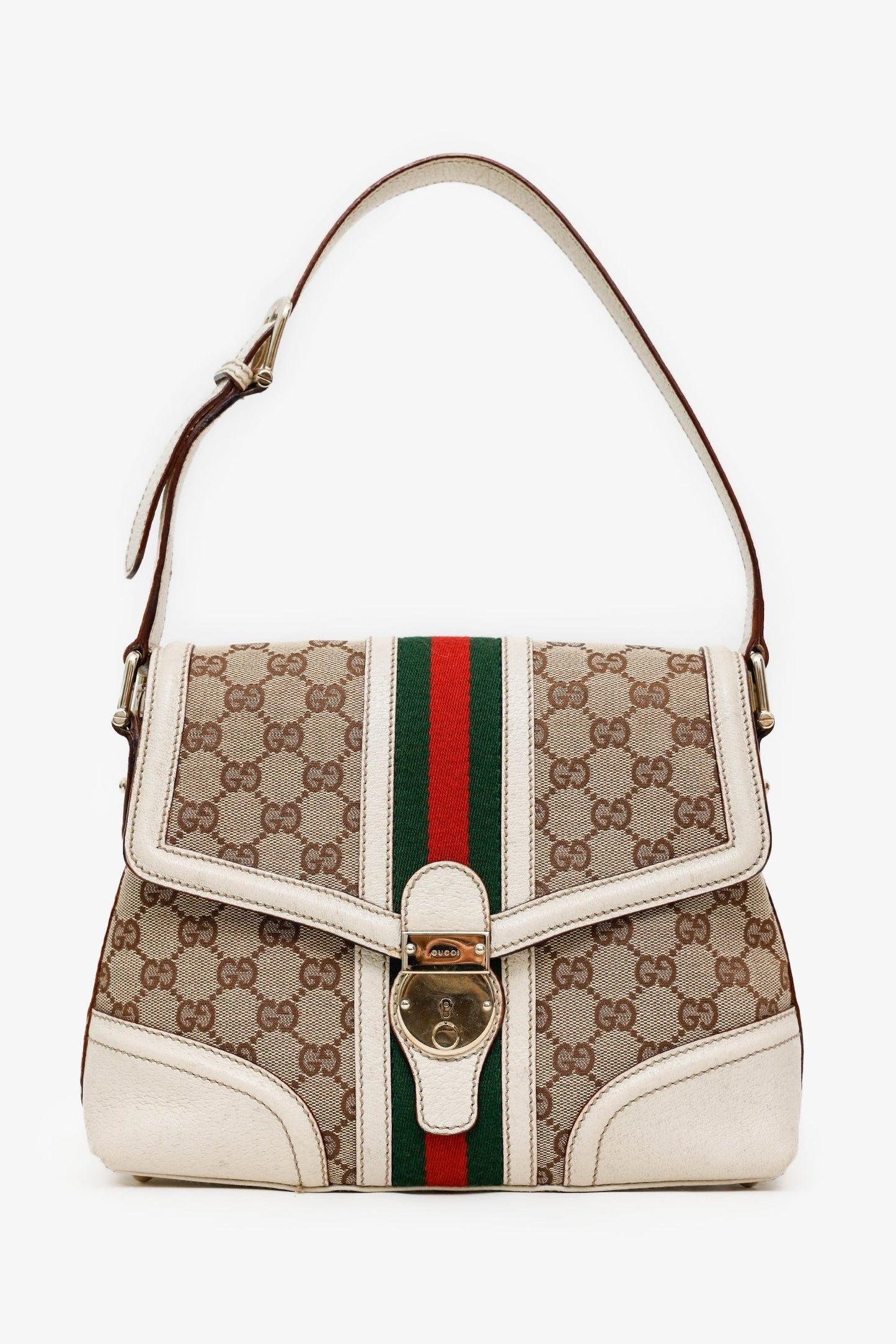 Gucci Beige Ophidia GG Web Shoulder Bag