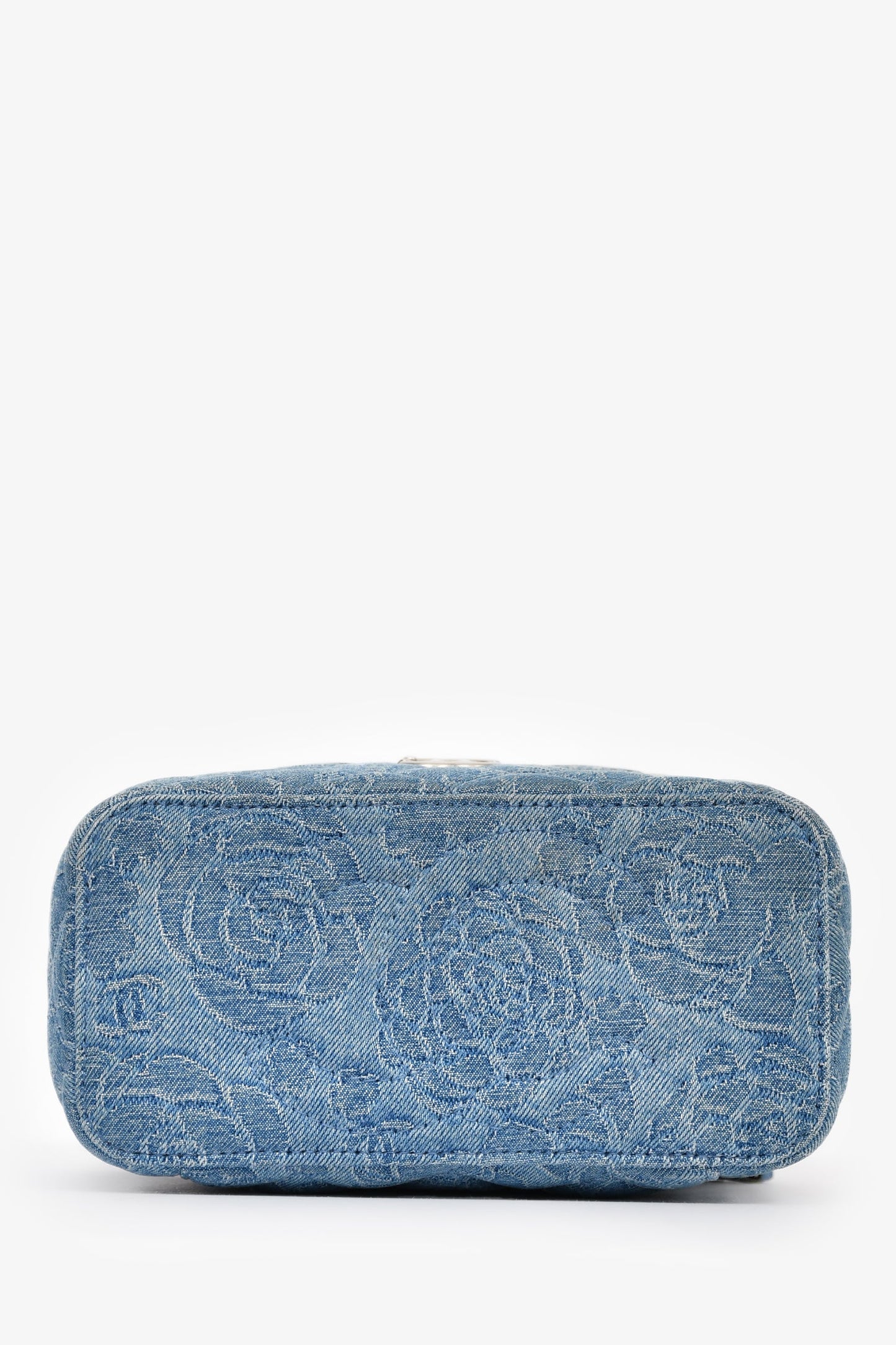 Chanel™ Blue Denim Quilted Camellia Case Chain Bag