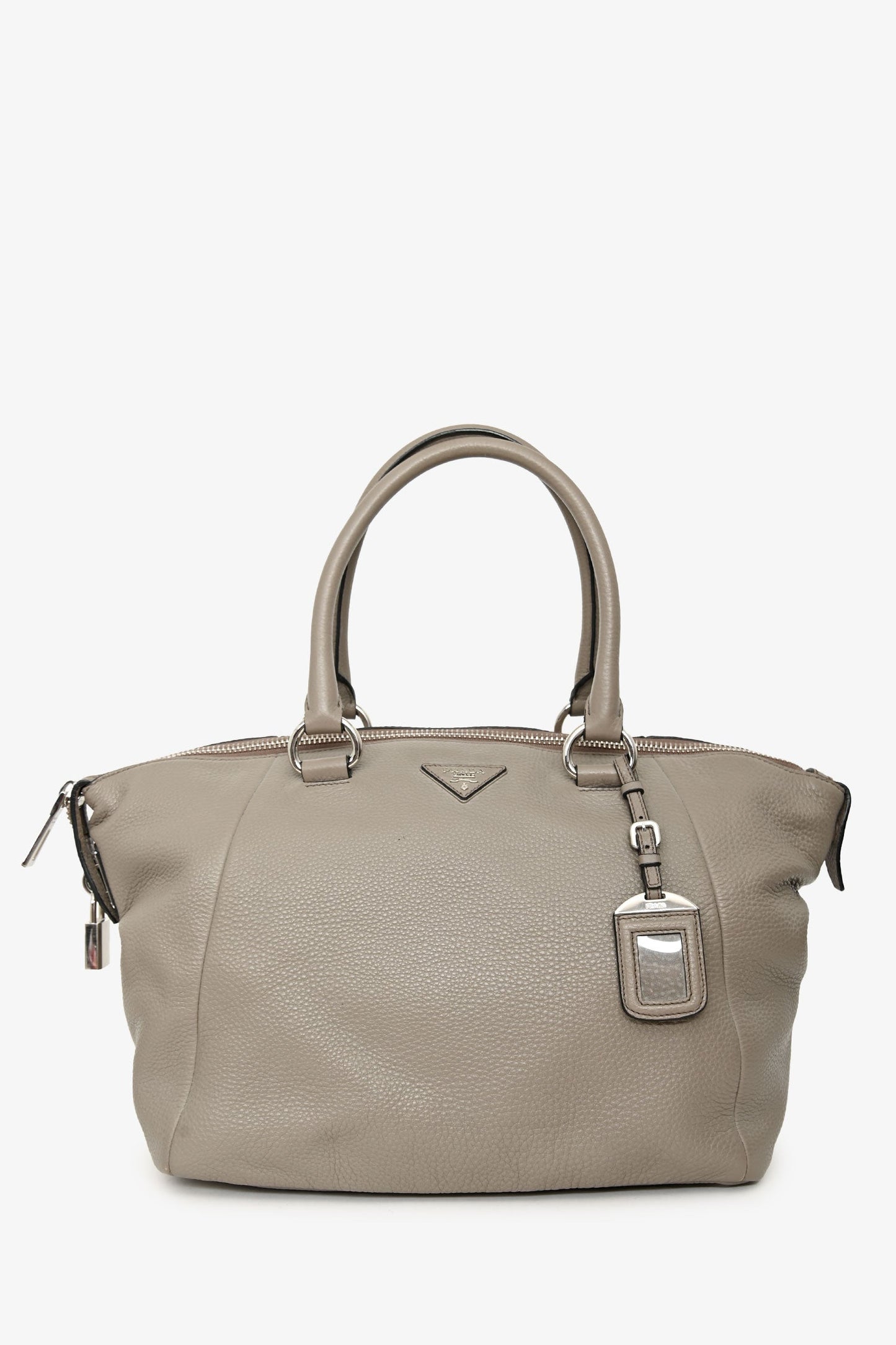 Prada Grey Leather Vitello Danio Top Handle