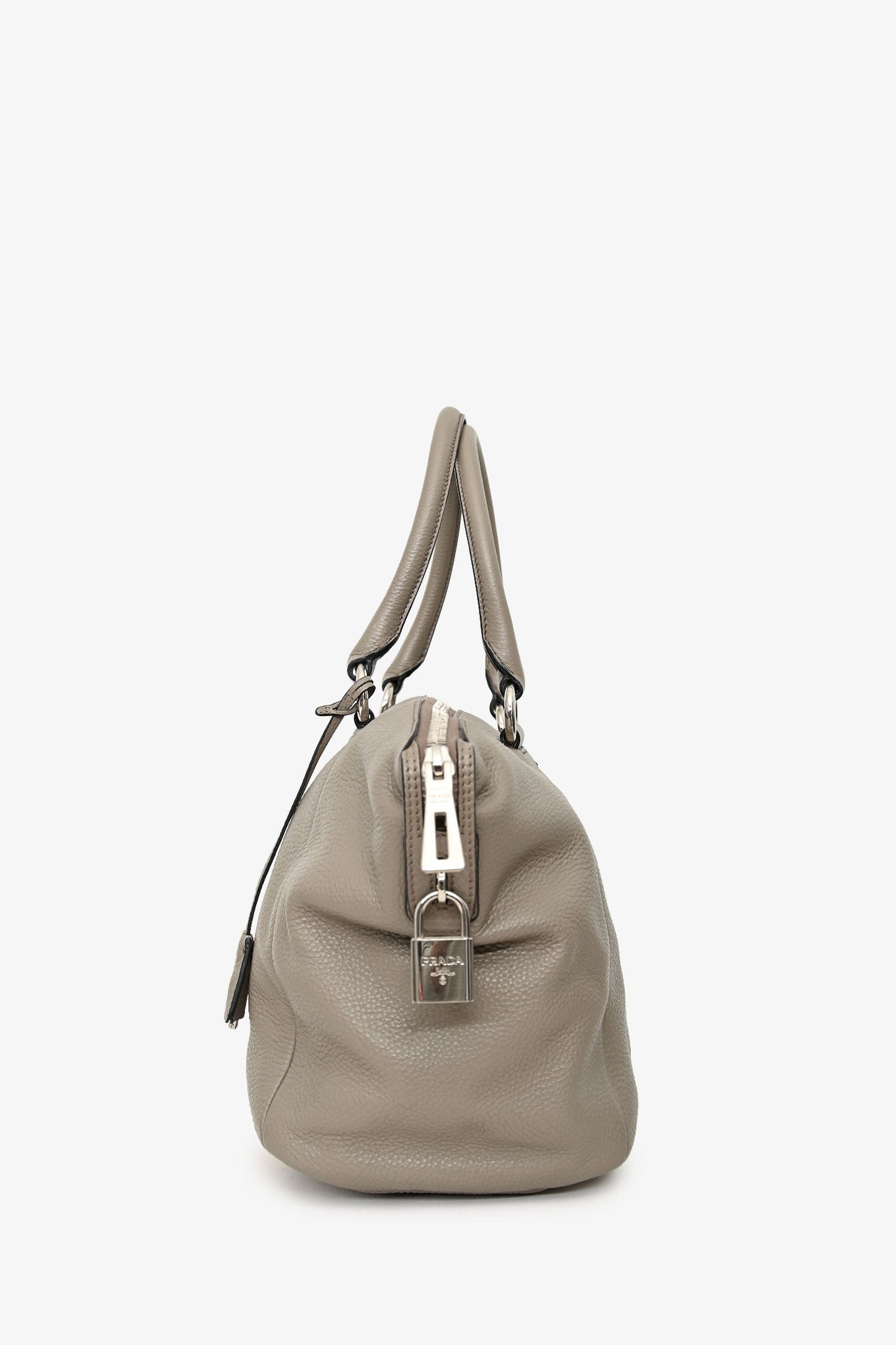 Prada Grey Leather Vitello Danio Top Handle
