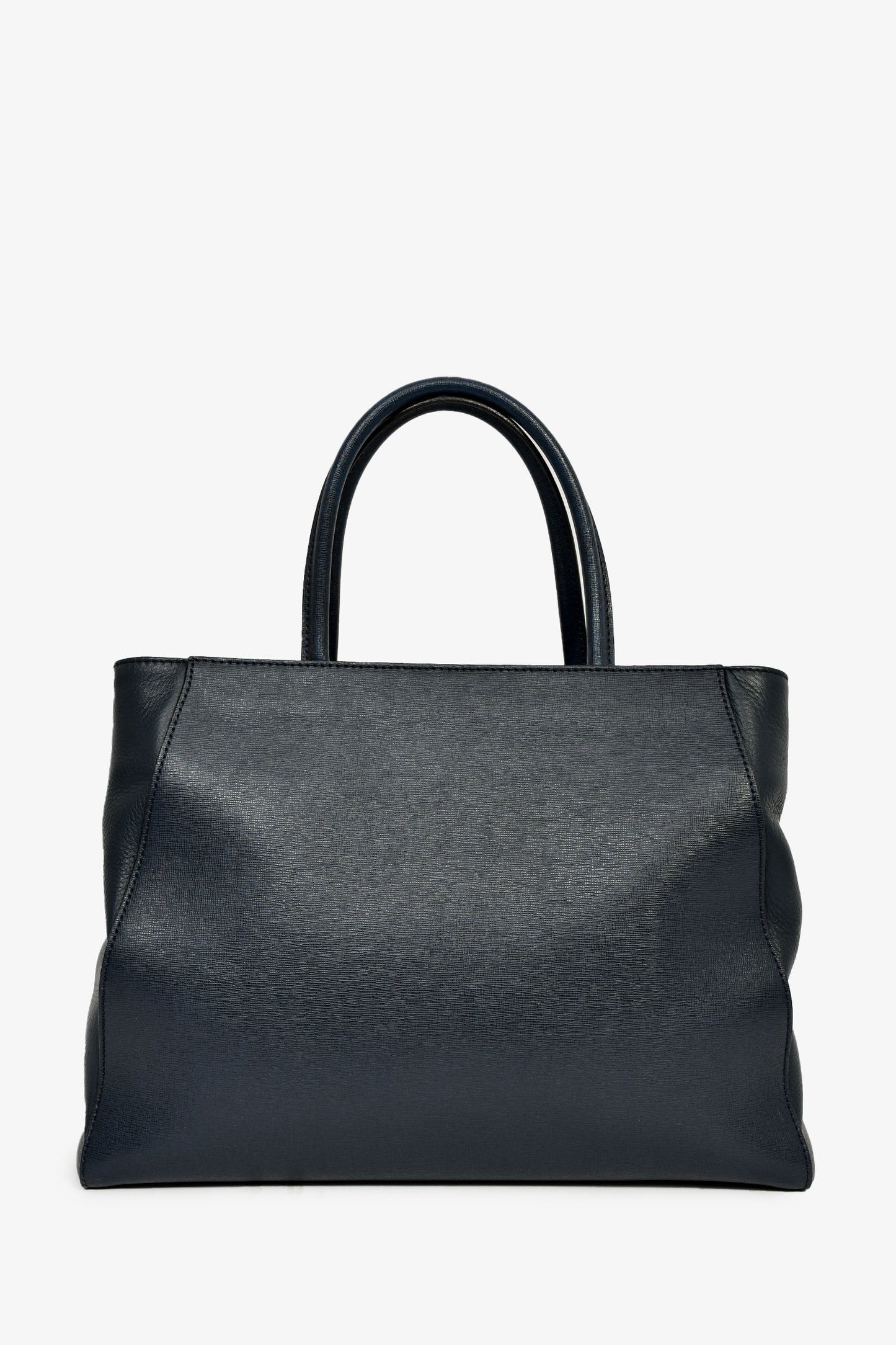 Fendi Navy Leather Medium 2Jours Tote With Strap