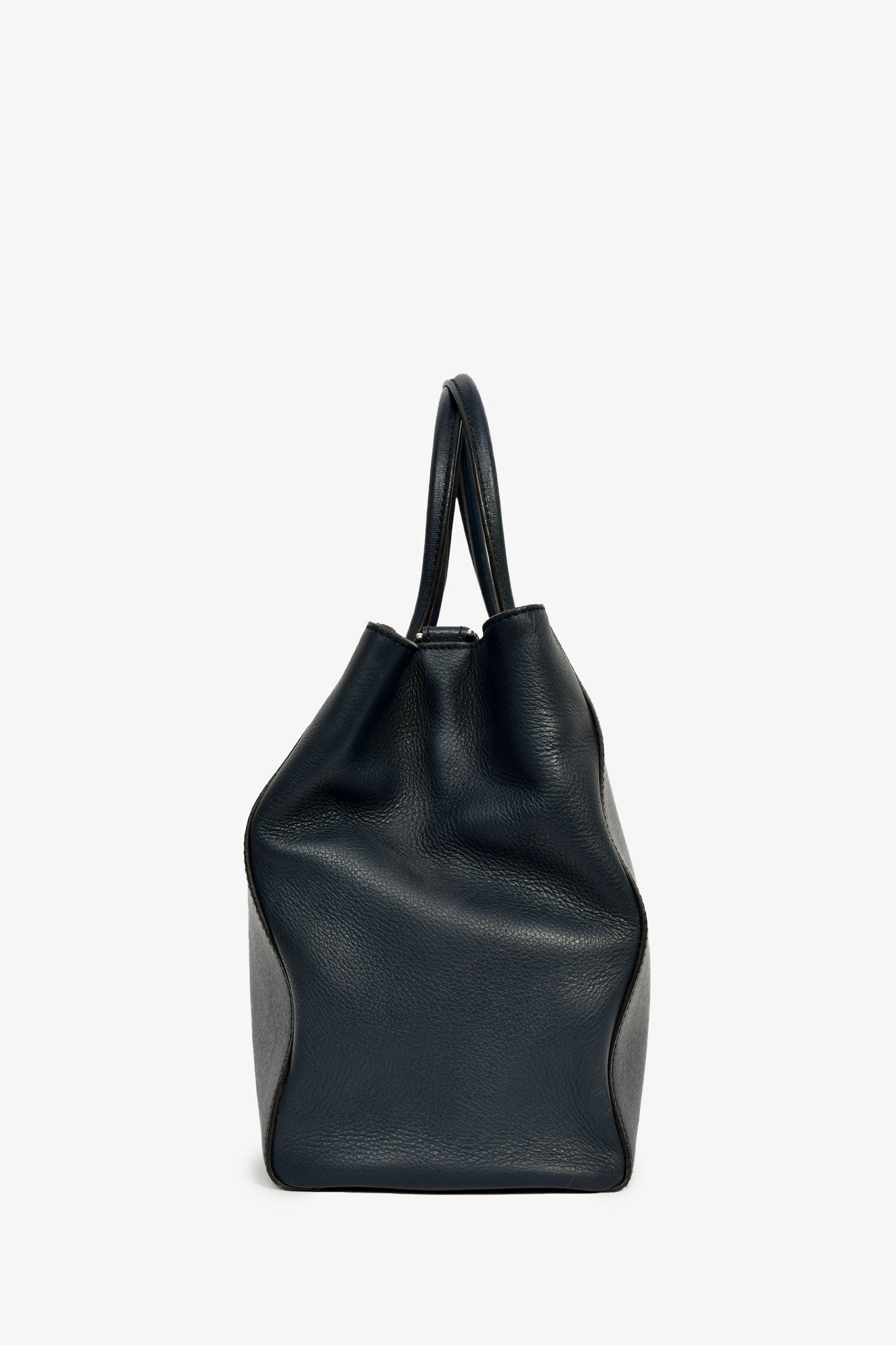 Fendi Navy Leather Medium 2Jours Tote With Strap