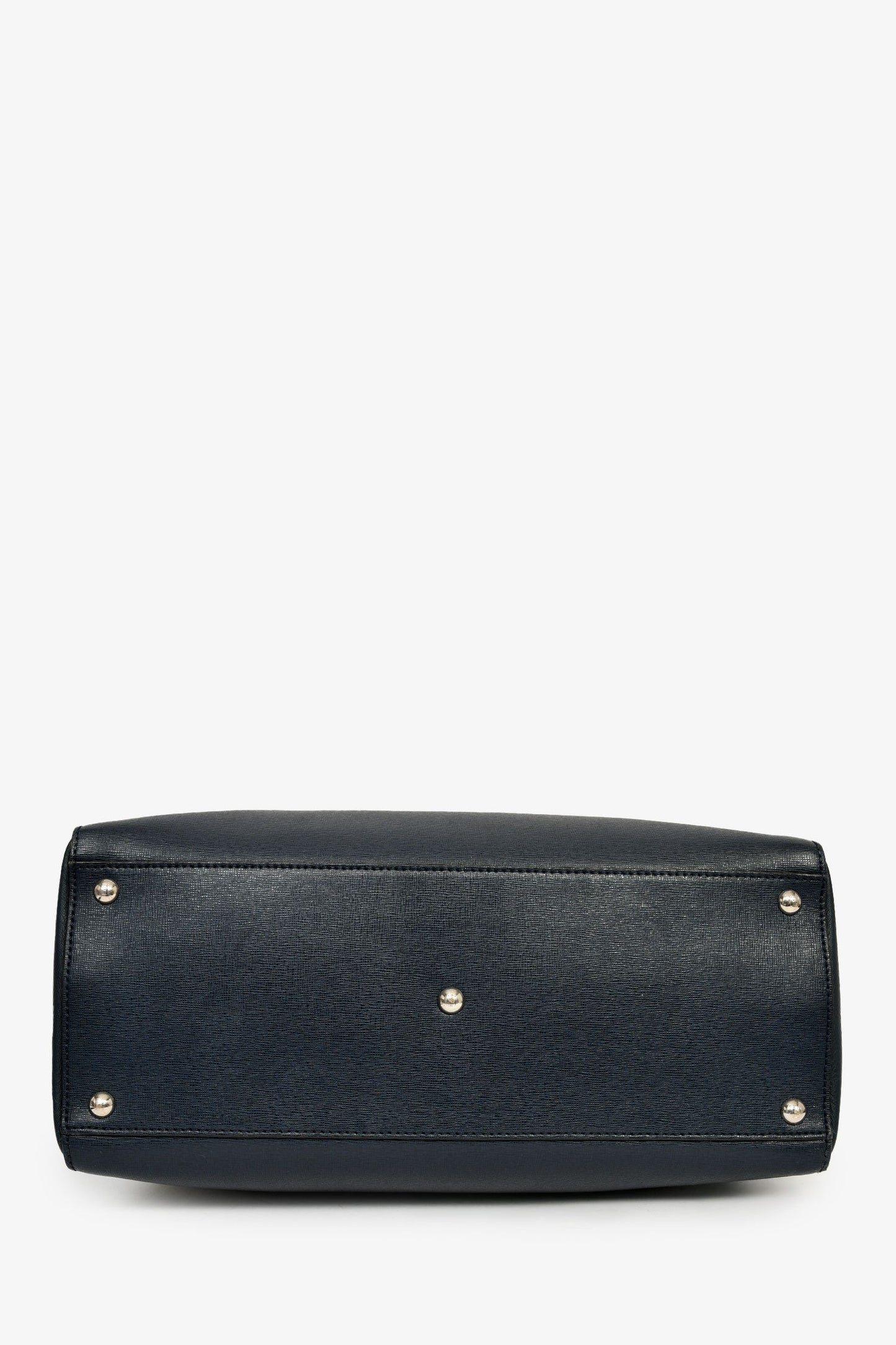 Fendi Navy Leather Medium 2Jours Tote With Strap