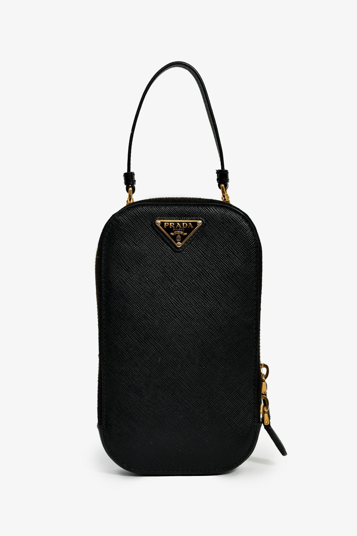 Prada Black Saffiano Leather Crossbody Phone Pouch
