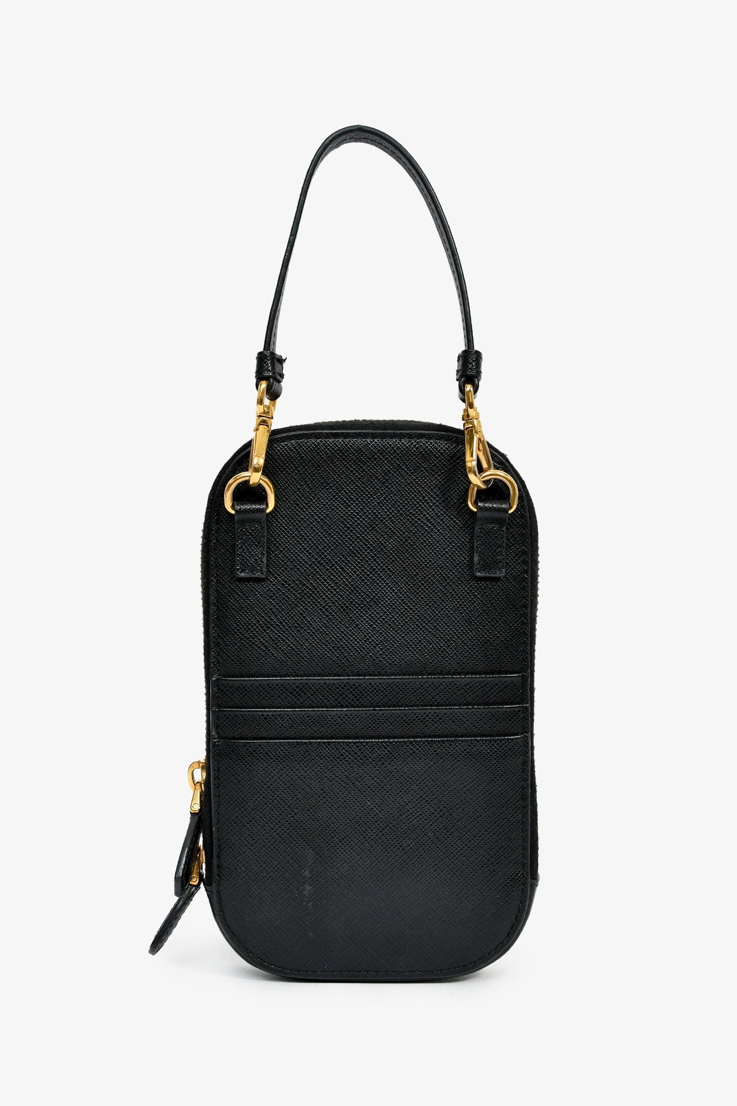 Prada Black Saffiano Leather Crossbody Phone Pouch